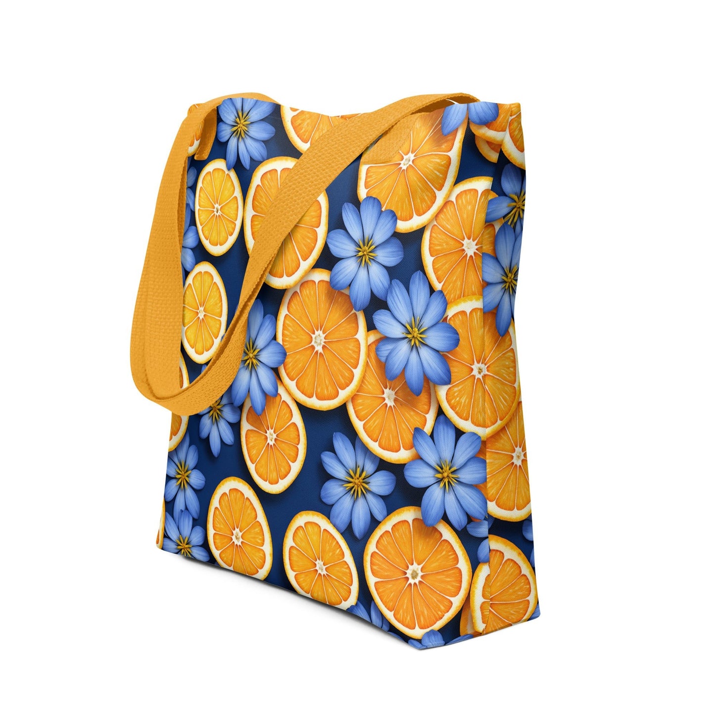 Blue Flowers and Oranges Tote Bag - Tote Bags - Discovery Co.