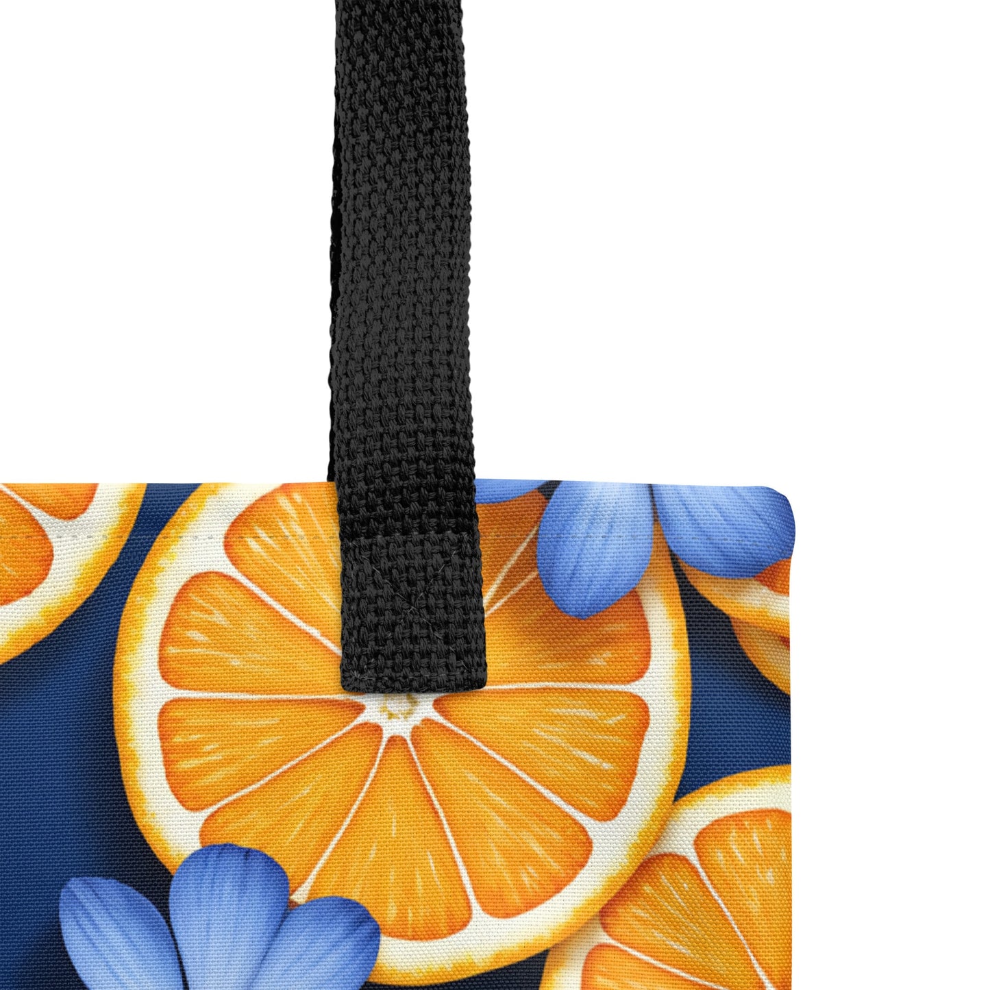 Blue Flowers and Oranges Tote Bag - Tote Bags - Discovery Co.