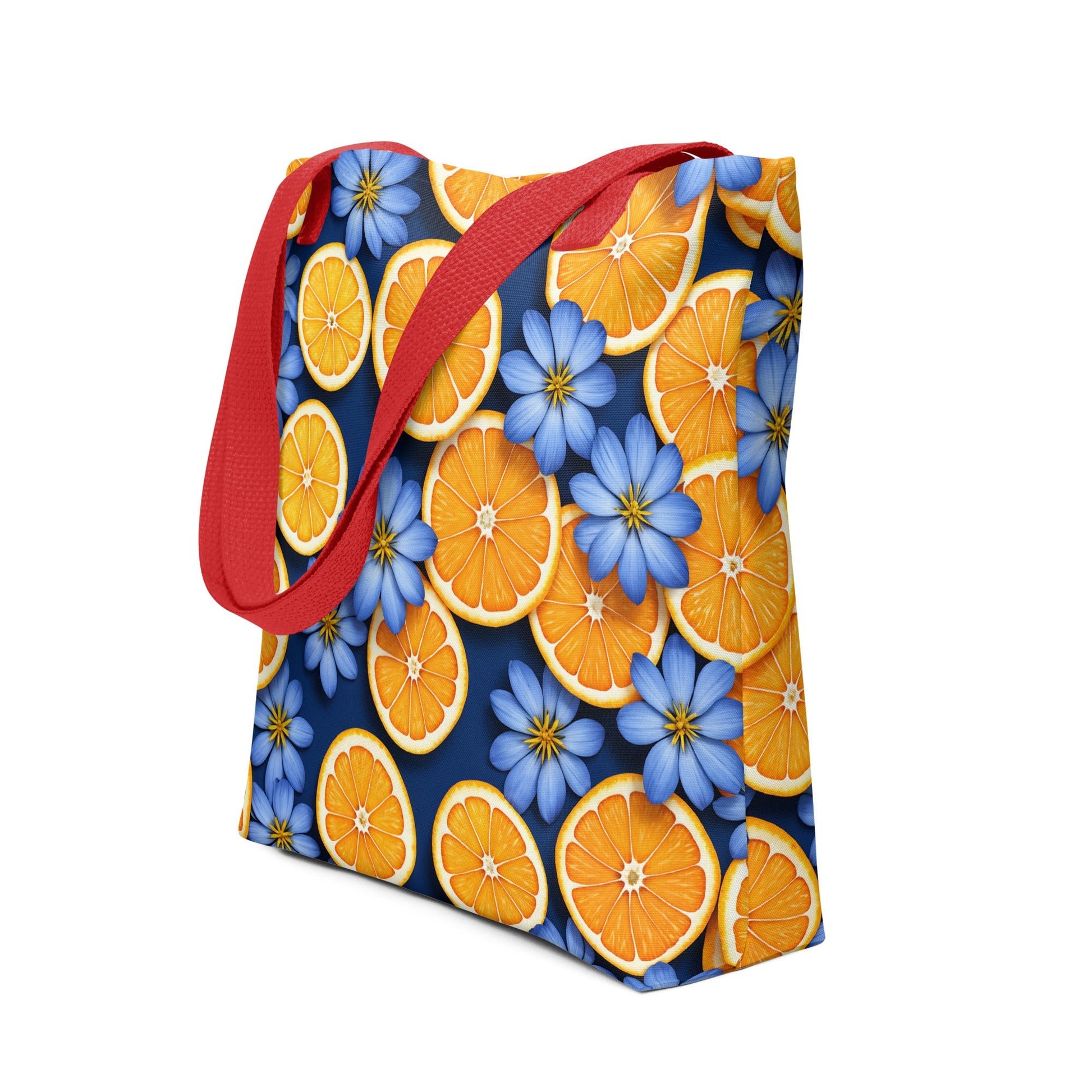 Blue Flowers and Oranges Tote Bag - Tote Bags - Discovery Co.