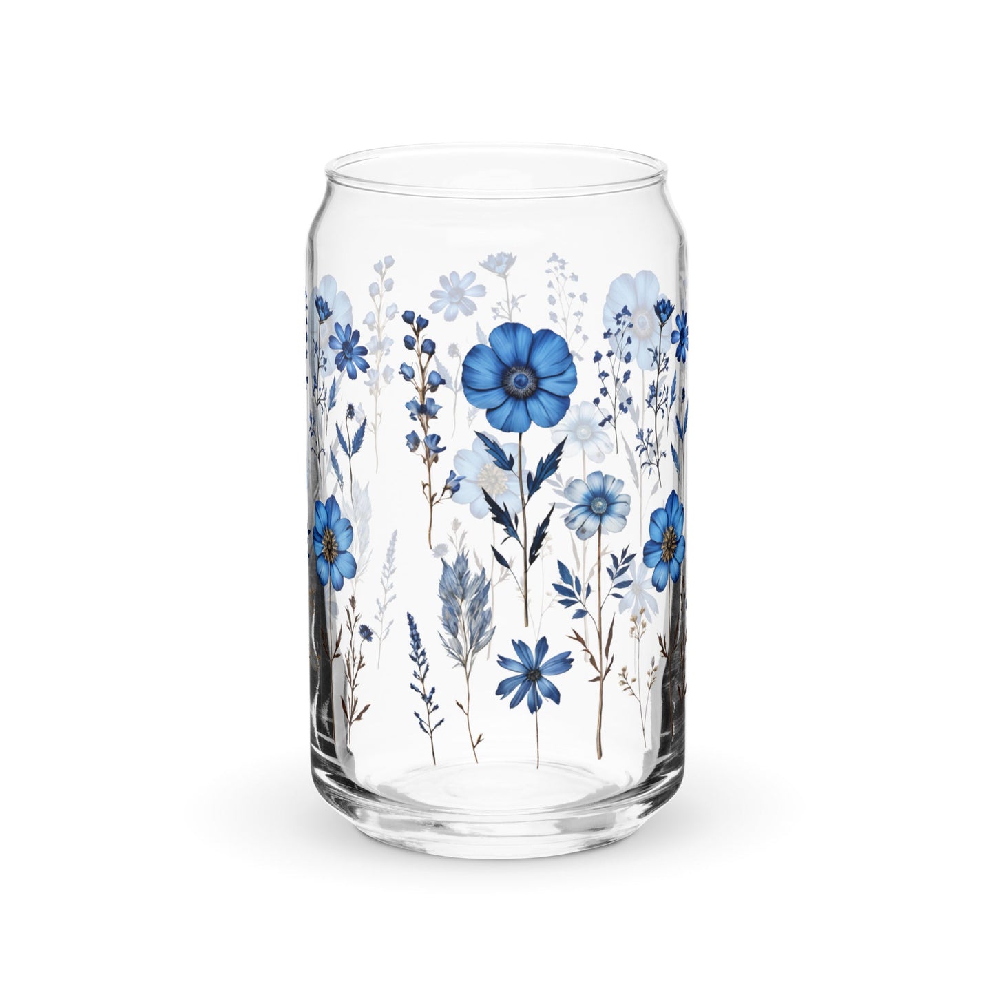 Blue Flowers Can-Shaped Glass - Can-Shaped Glass - Discovery Co.