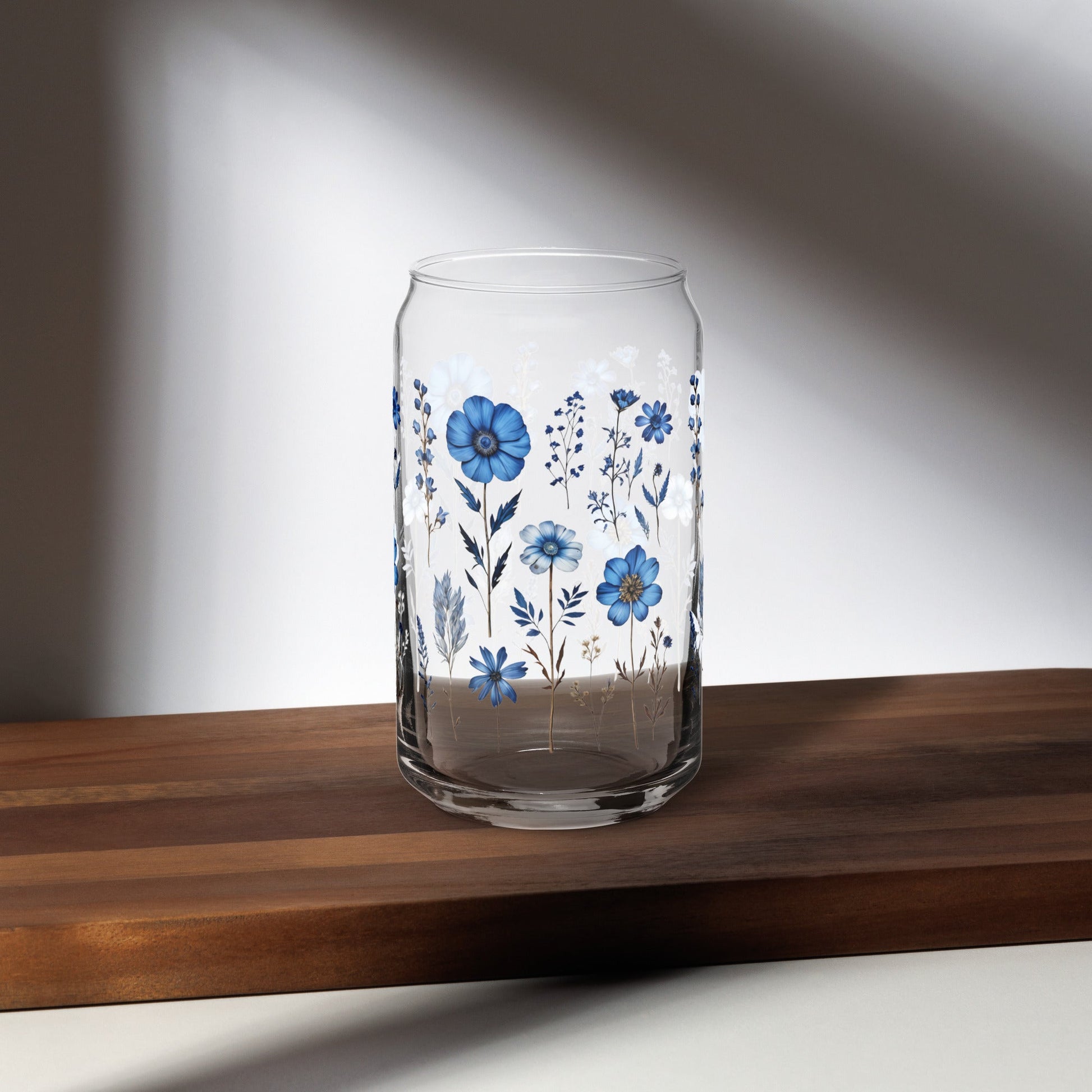 Blue Flowers Can-Shaped Glass - Can-Shaped Glass - Discovery Co.