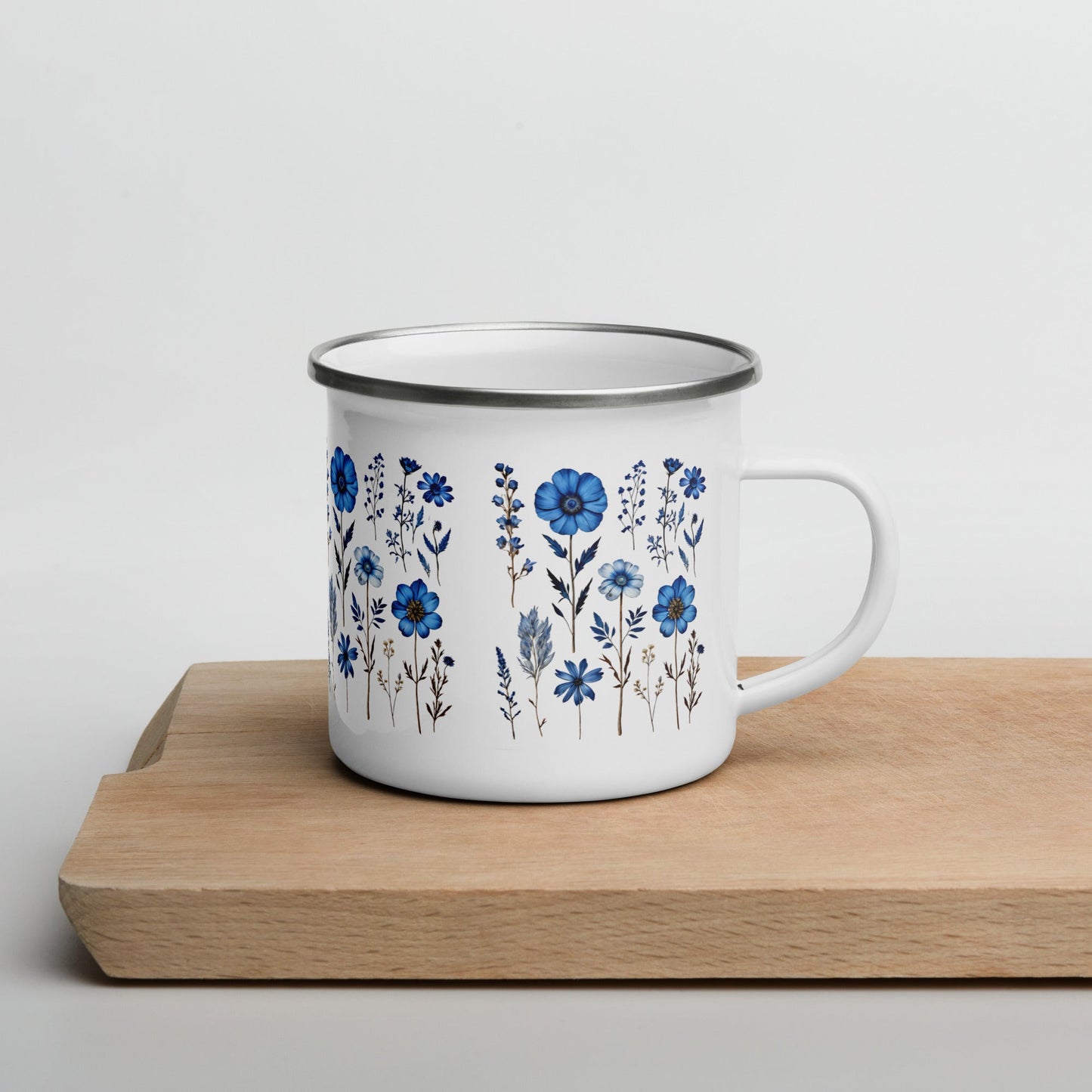 Blue Flowers Enamel Mug (12 oz) - Mugs - Discovery Co.