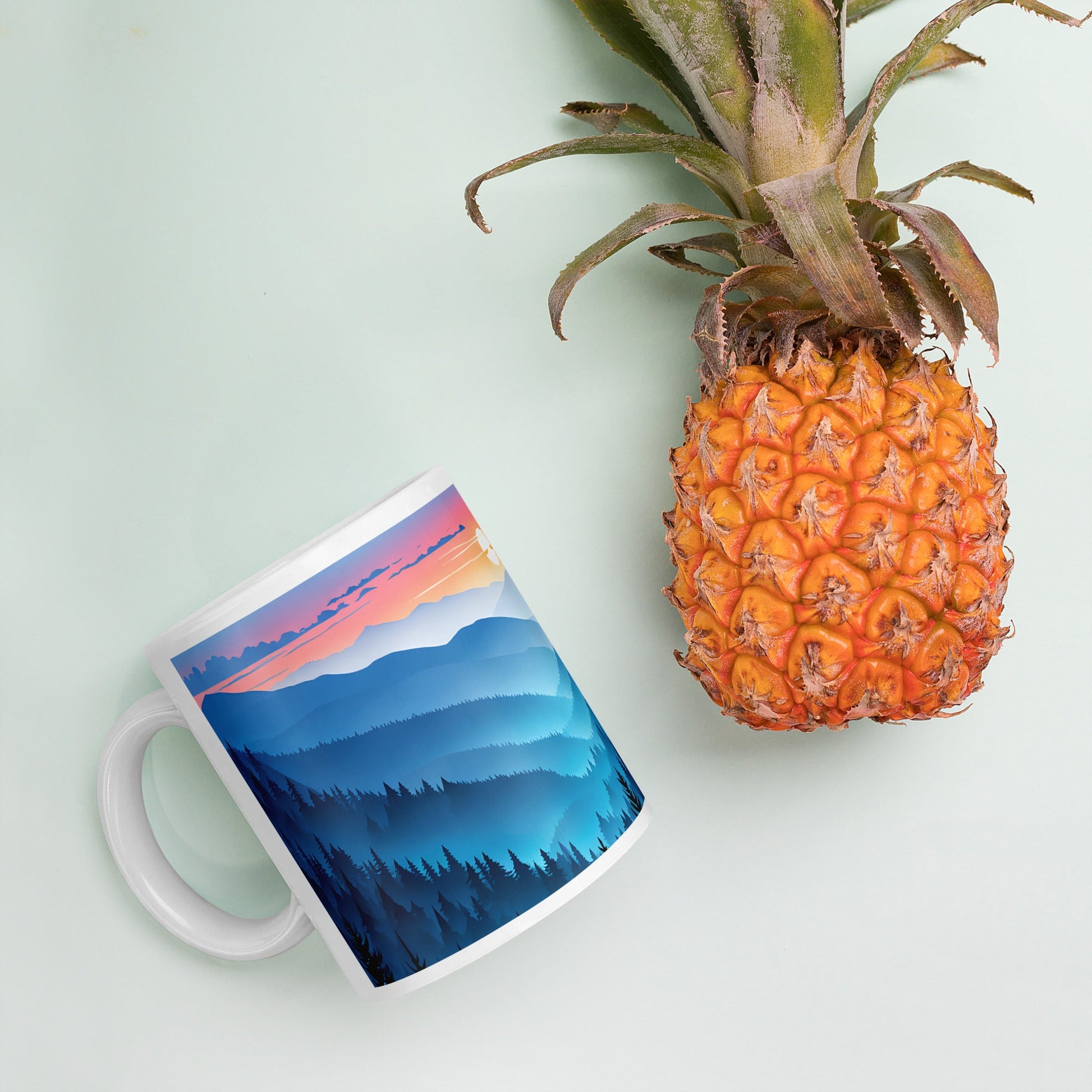 Blue Mountains White Glossy Mug (11 oz, 15 oz, 20 oz) - Mugs - Discovery Co.