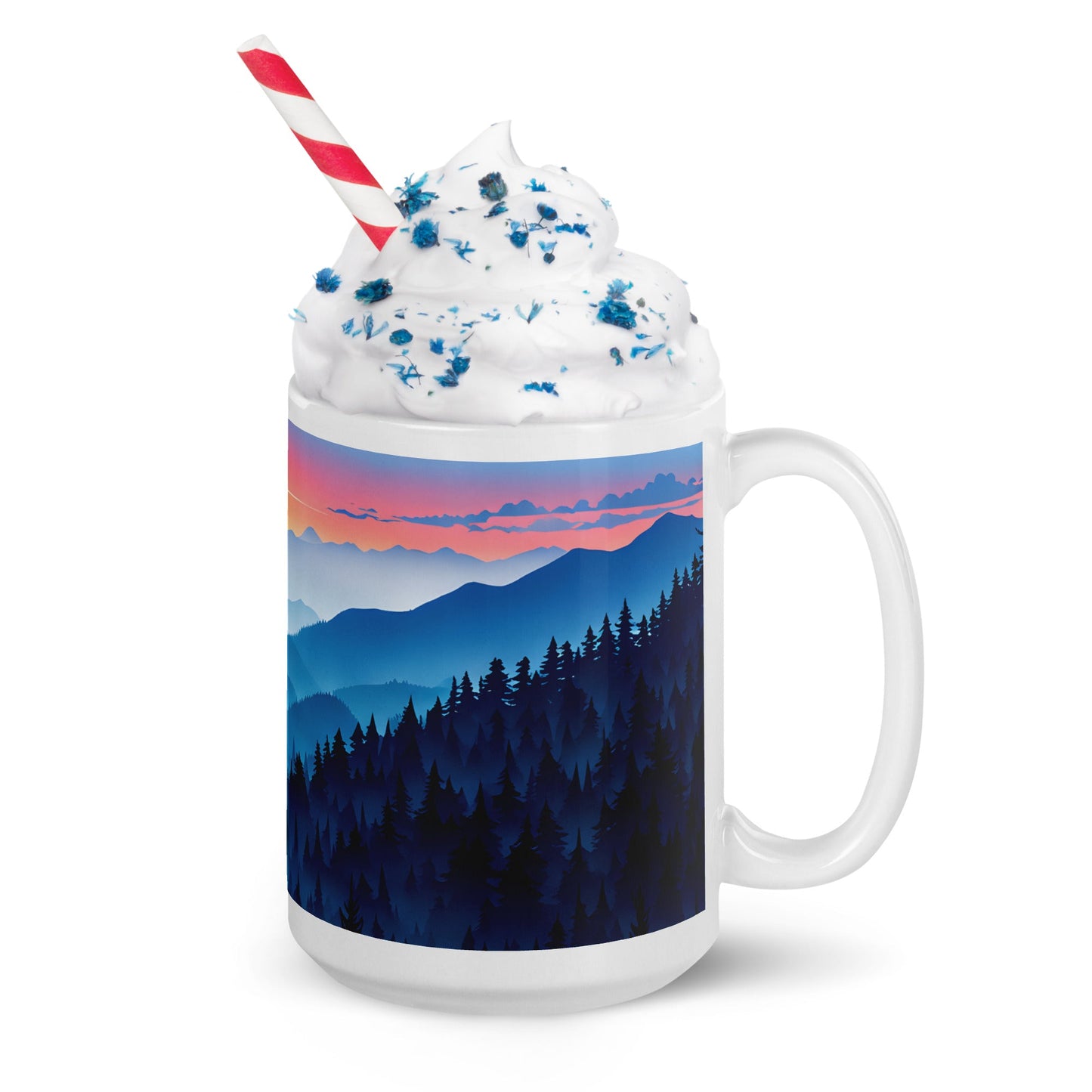 Blue Mountains White Glossy Mug (11 oz, 15 oz, 20 oz) - Mugs - Discovery Co.