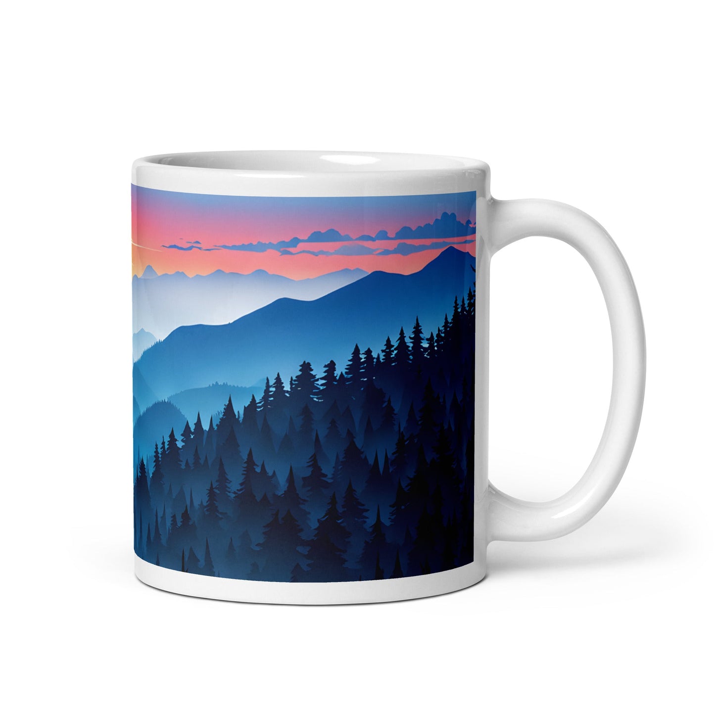 Blue Mountains White Glossy Mug (11 oz, 15 oz, 20 oz) - Mugs - Discovery Co.