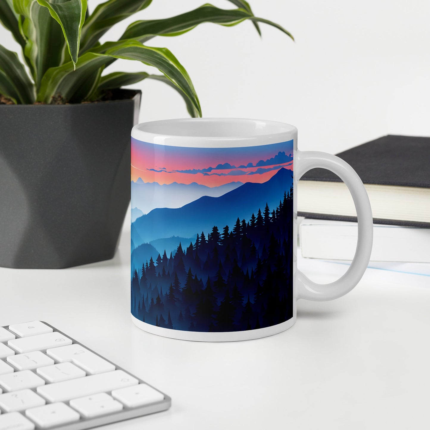 Blue Mountains White Glossy Mug (11 oz, 15 oz, 20 oz) - Mugs - Discovery Co.