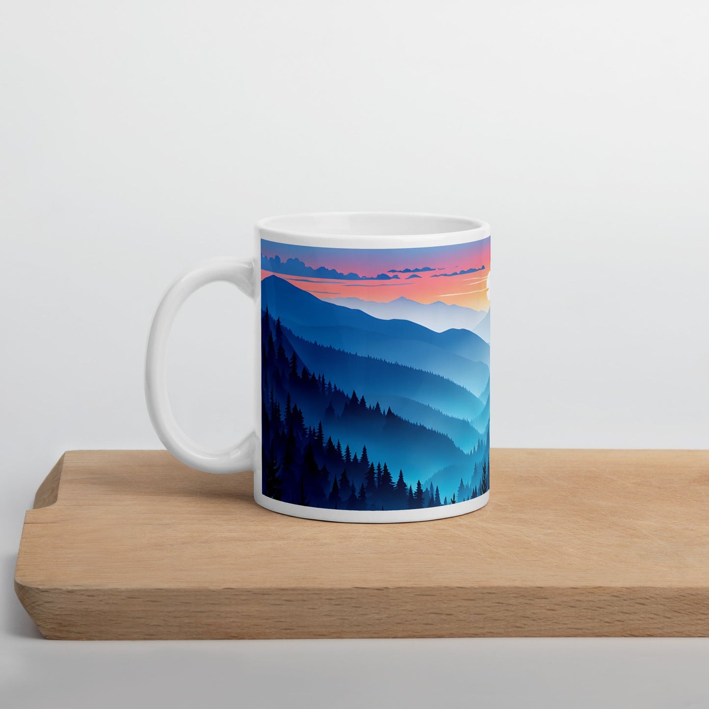 Blue Mountains White Glossy Mug (11 oz, 15 oz, 20 oz) - Mugs - Discovery Co.