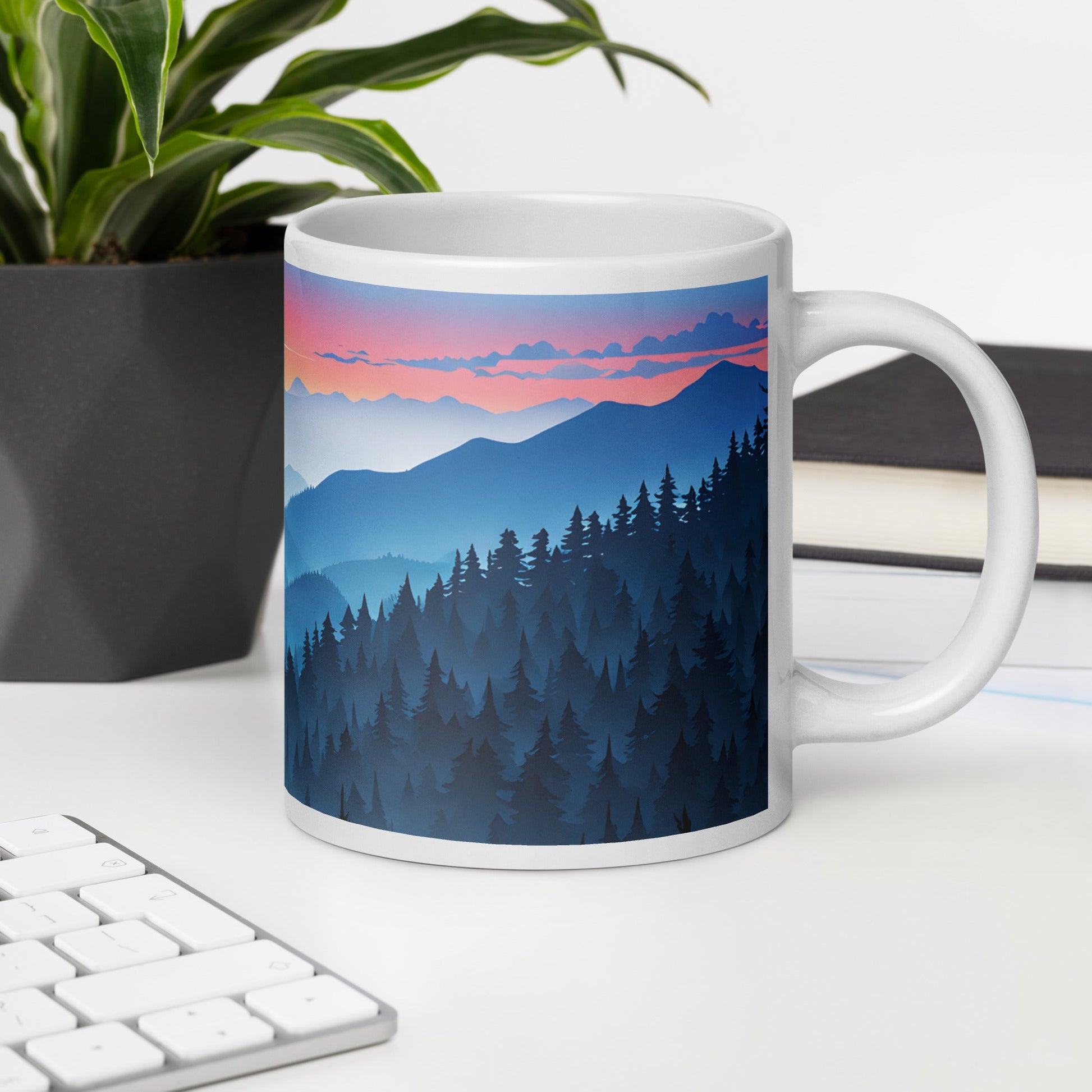 Blue Mountains White Glossy Mug (11 oz, 15 oz, 20 oz) - Mugs - Discovery Co.