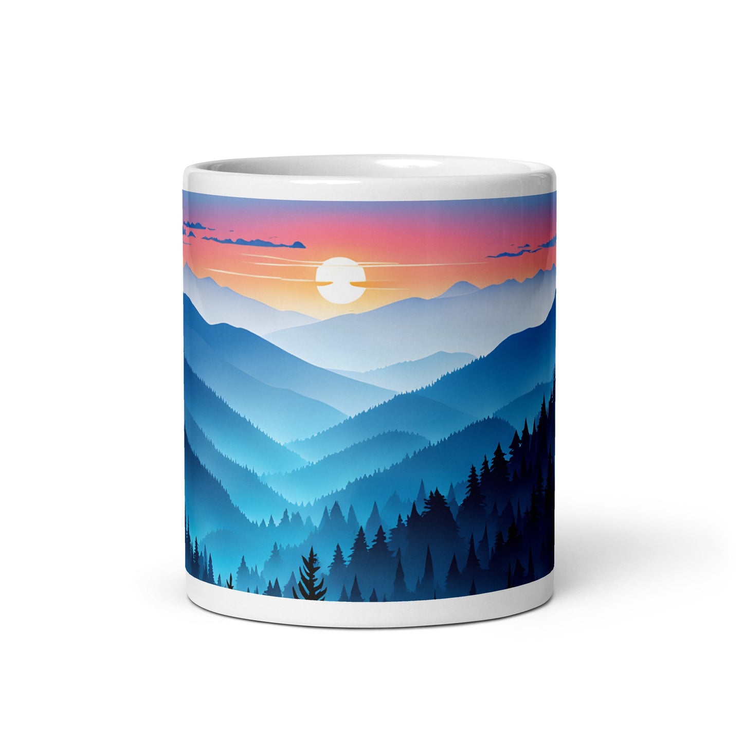Blue Mountains White Glossy Mug (11 oz, 15 oz, 20 oz) - Mugs - Discovery Co.