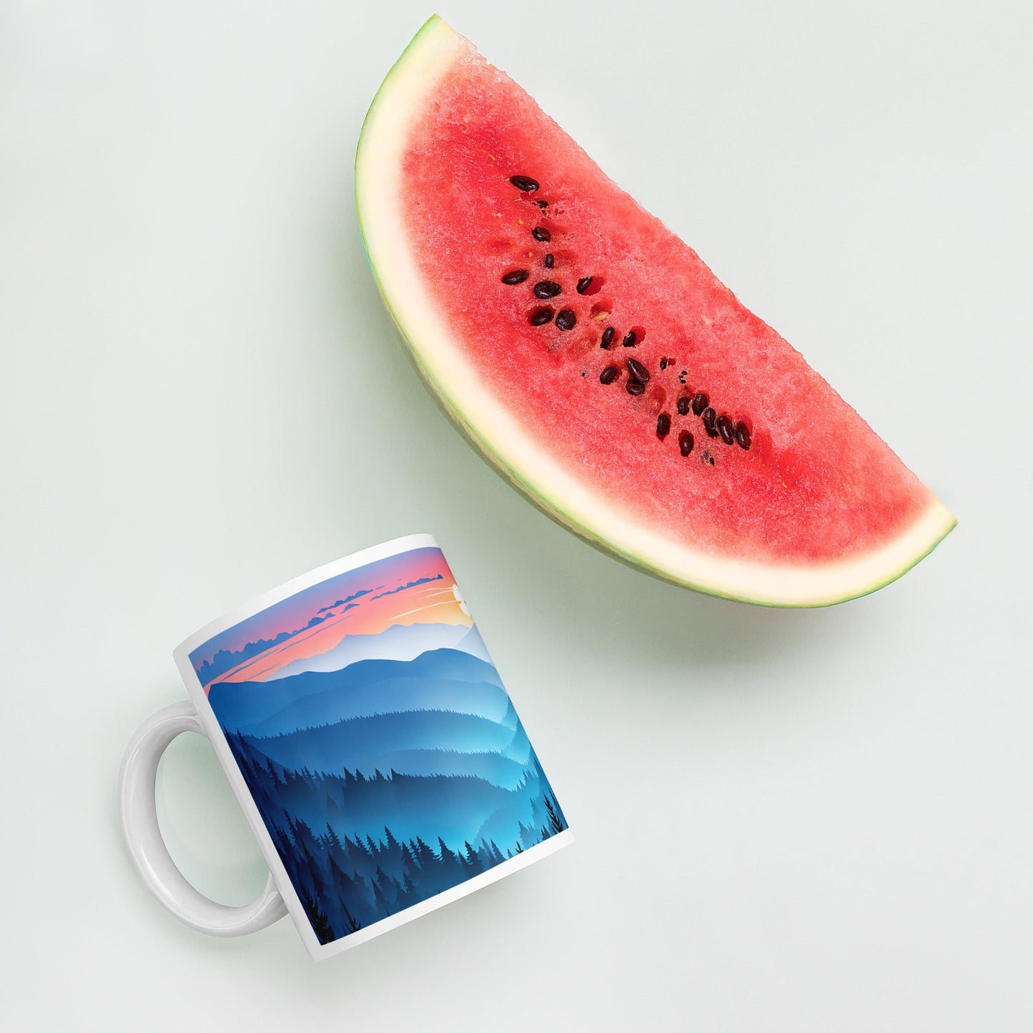 Blue Mountains White Glossy Mug (11 oz, 15 oz, 20 oz) - Mugs - Discovery Co.