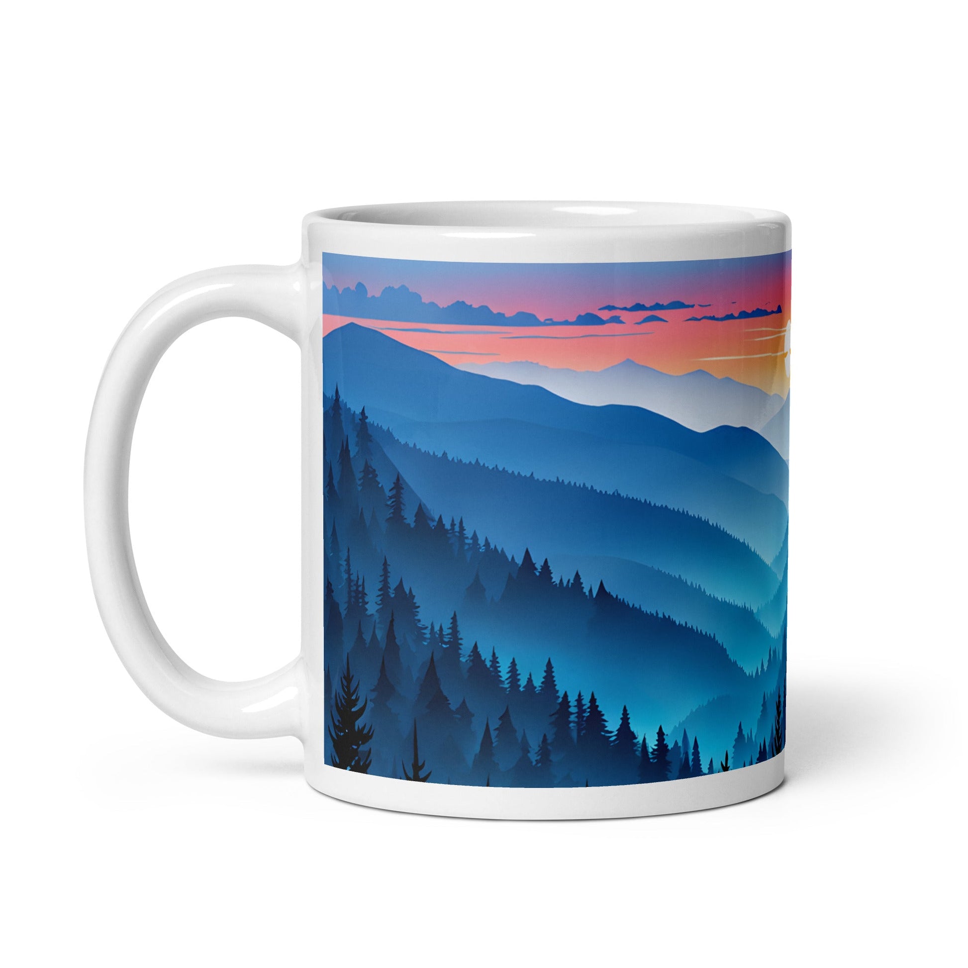 Blue Mountains White Glossy Mug (11 oz, 15 oz, 20 oz) - Mugs - Discovery Co.