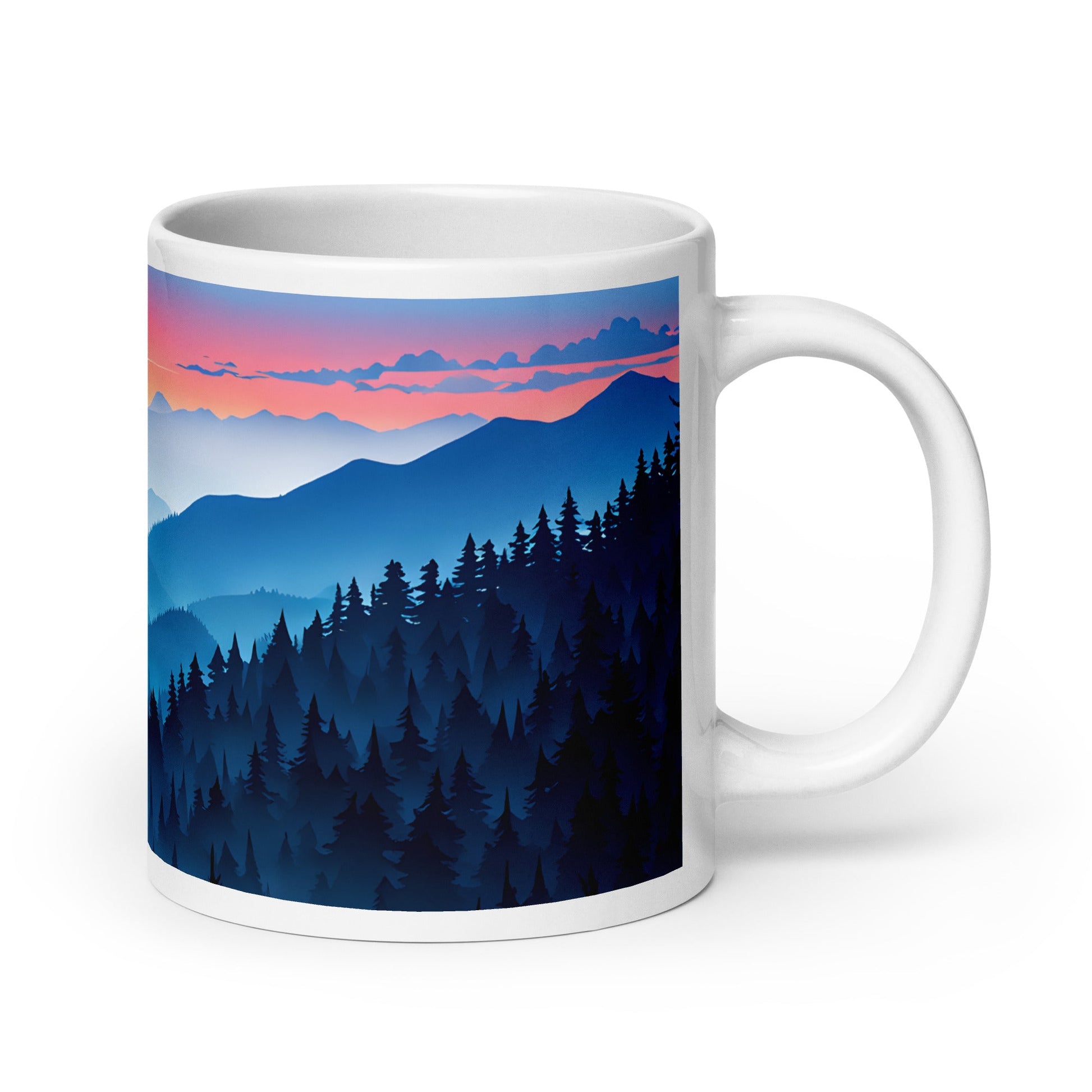 Blue Mountains White Glossy Mug (11 oz, 15 oz, 20 oz) - Mugs - Discovery Co.