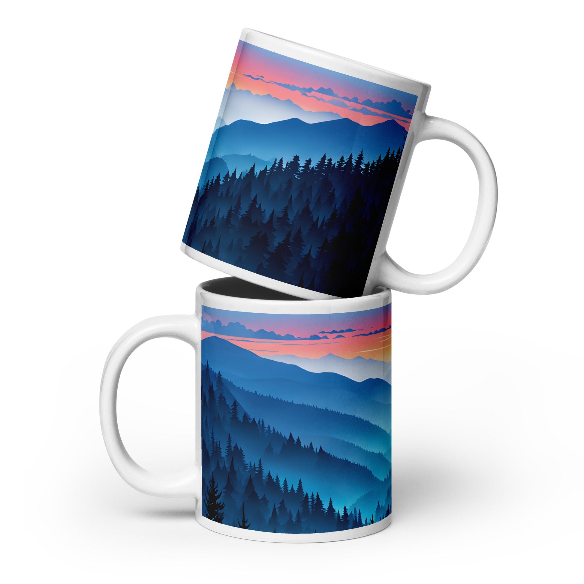 Blue Mountains White Glossy Mug (11 oz, 15 oz, 20 oz) - Mugs - Discovery Co.