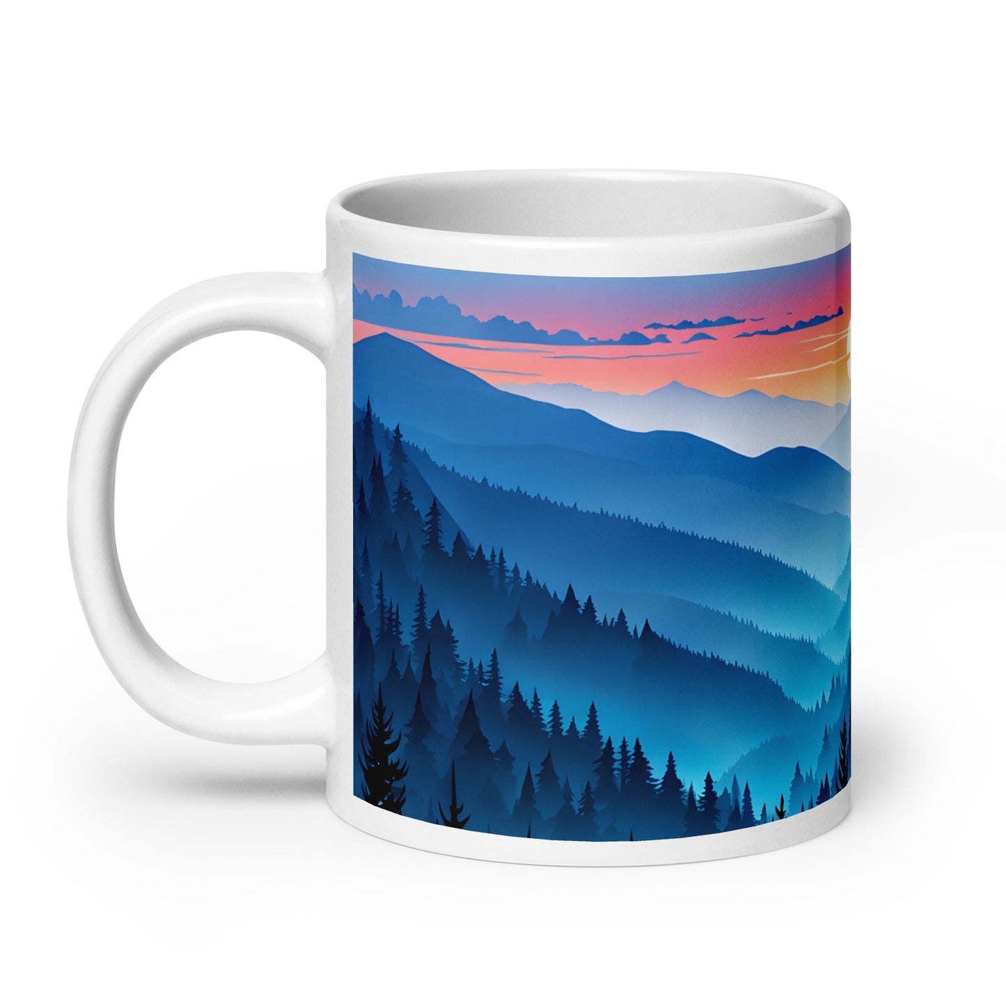 Blue Mountains White Glossy Mug (11 oz, 15 oz, 20 oz) - Mugs - Discovery Co.