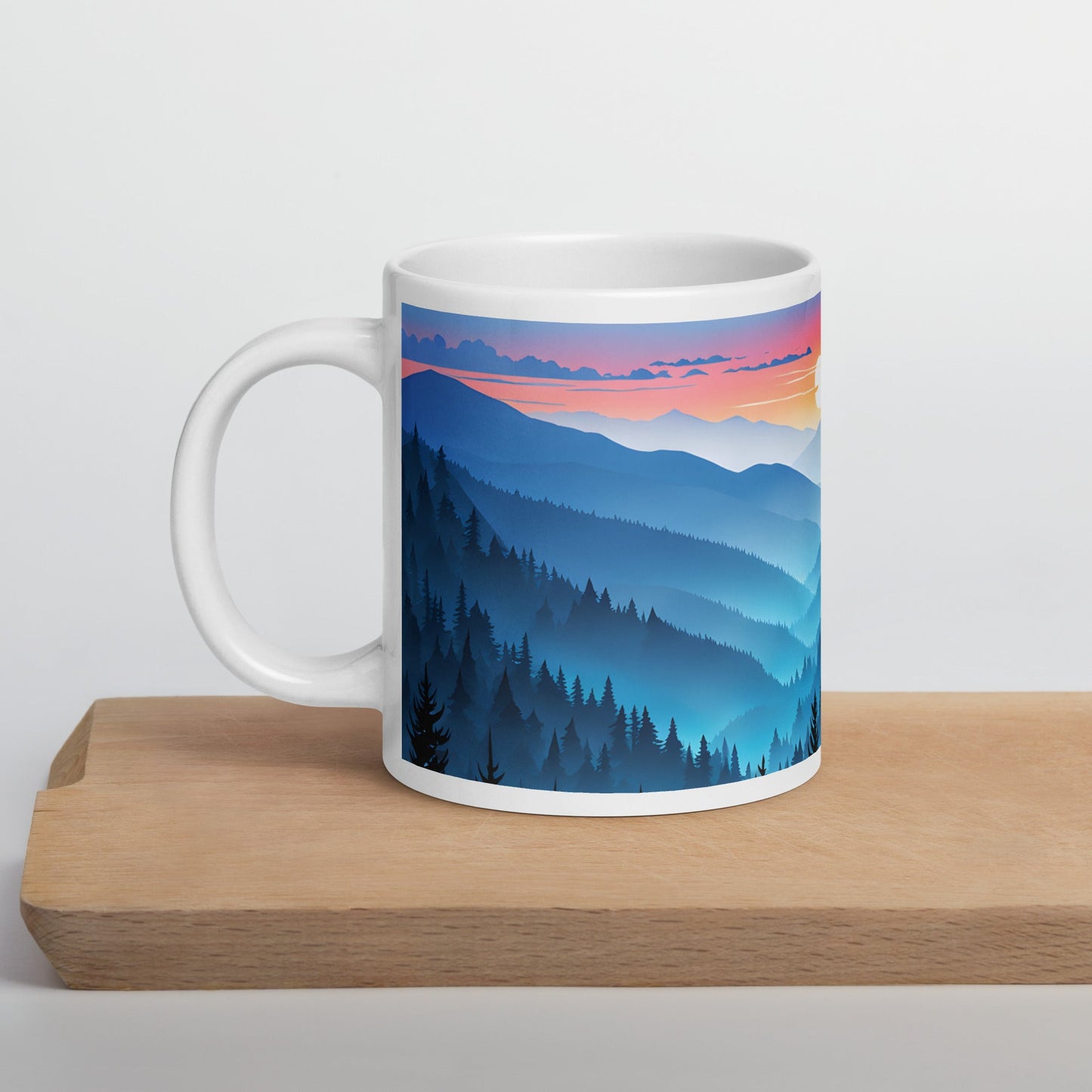 Blue Mountains White Glossy Mug (11 oz, 15 oz, 20 oz) - Mugs - Discovery Co.