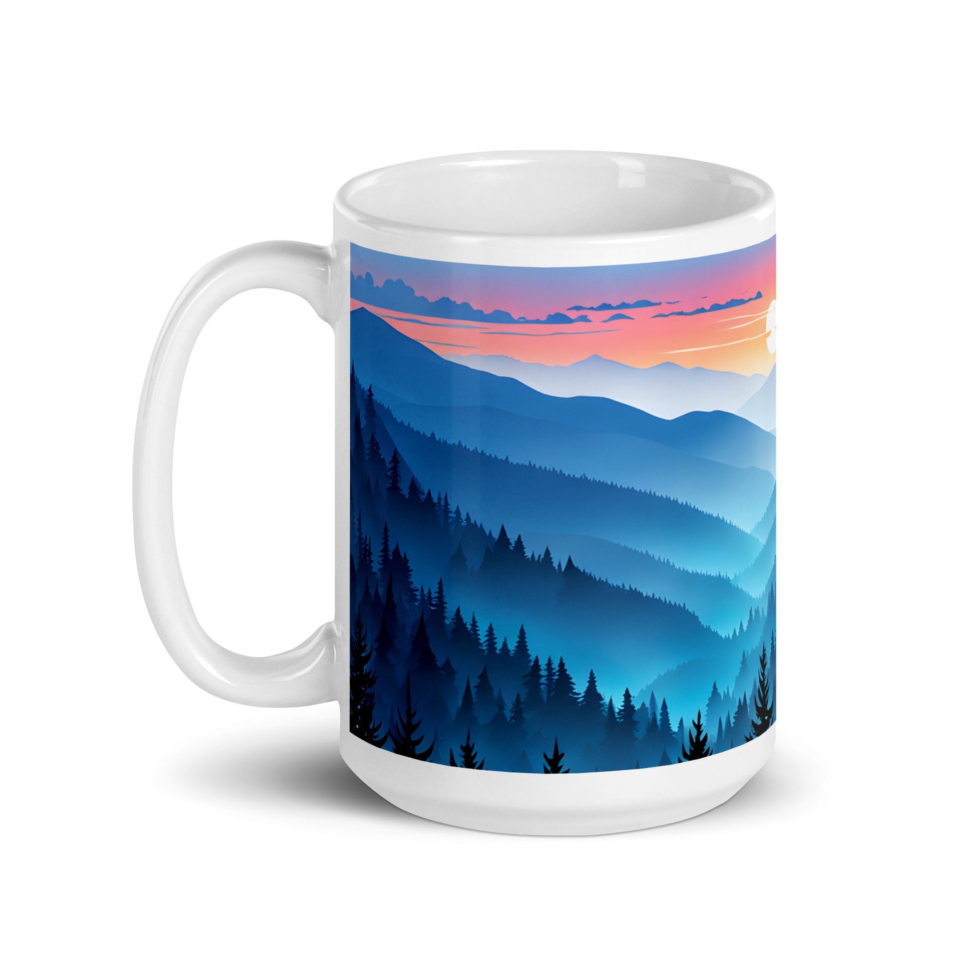 Blue Mountains White Glossy Mug (11 oz, 15 oz, 20 oz) - Mugs - Discovery Co.