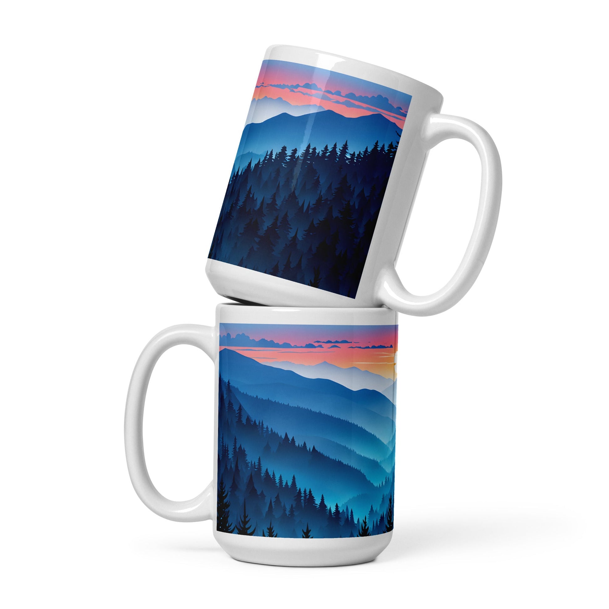 Blue Mountains White Glossy Mug (11 oz, 15 oz, 20 oz) - Mugs - Discovery Co.