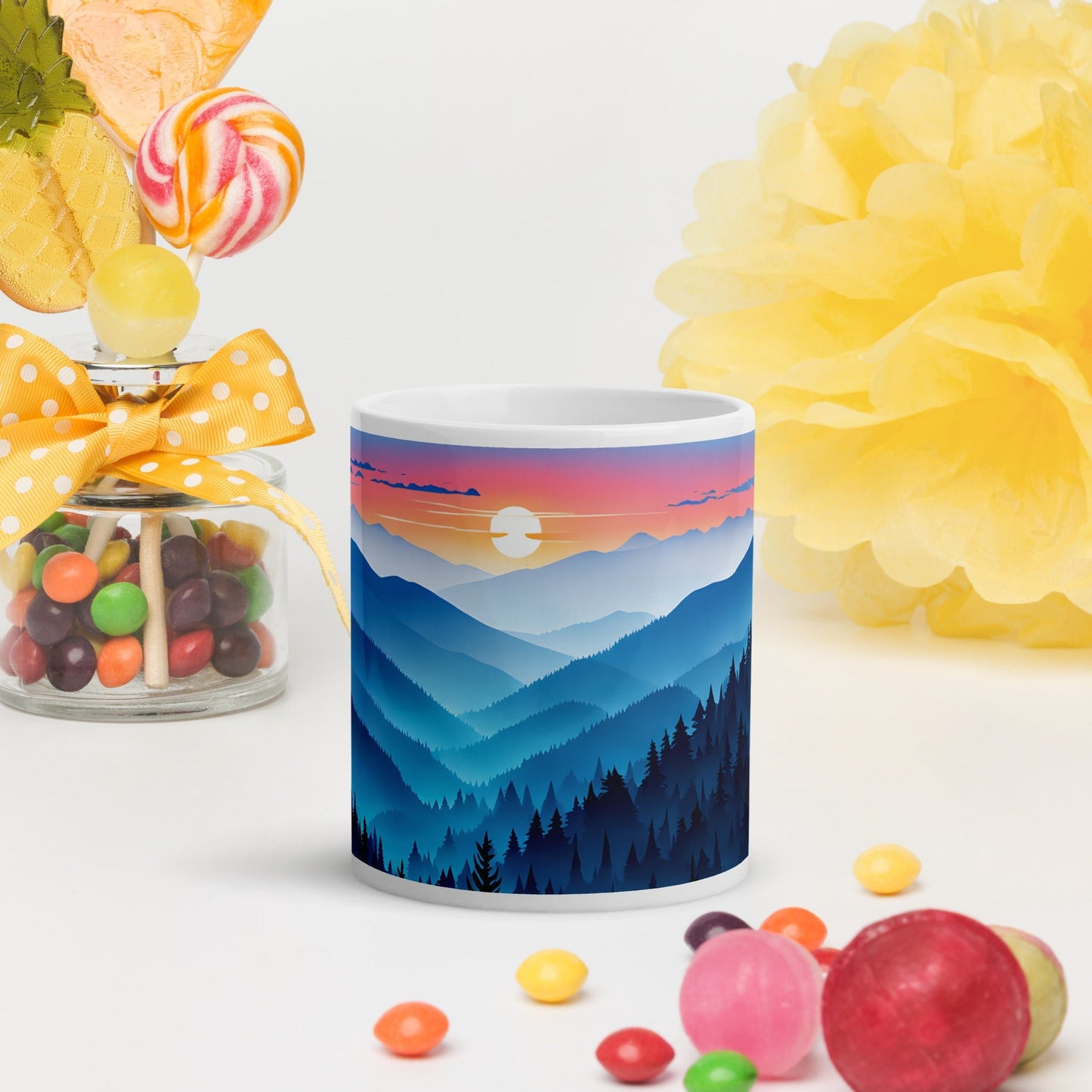 Blue Mountains White Glossy Mug (11 oz, 15 oz, 20 oz) - Mugs - Discovery Co.