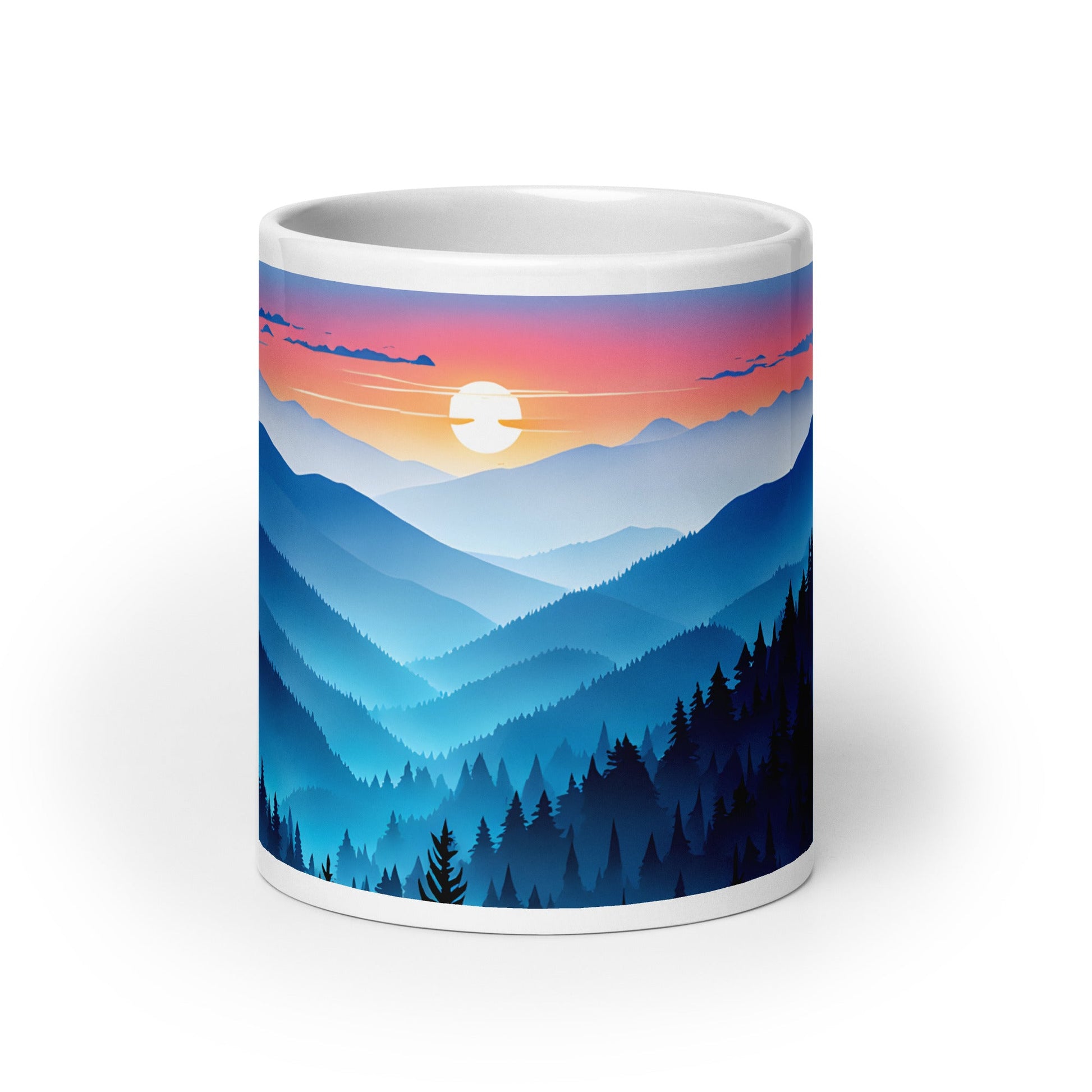 Blue Mountains White Glossy Mug (11 oz, 15 oz, 20 oz) - Mugs - Discovery Co.