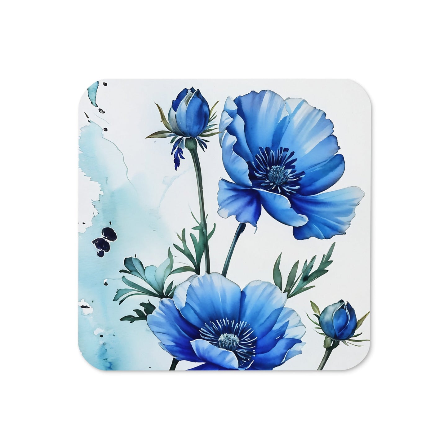 Blue Poppies Cork - back Coaster - Coasters - Discovery Co.