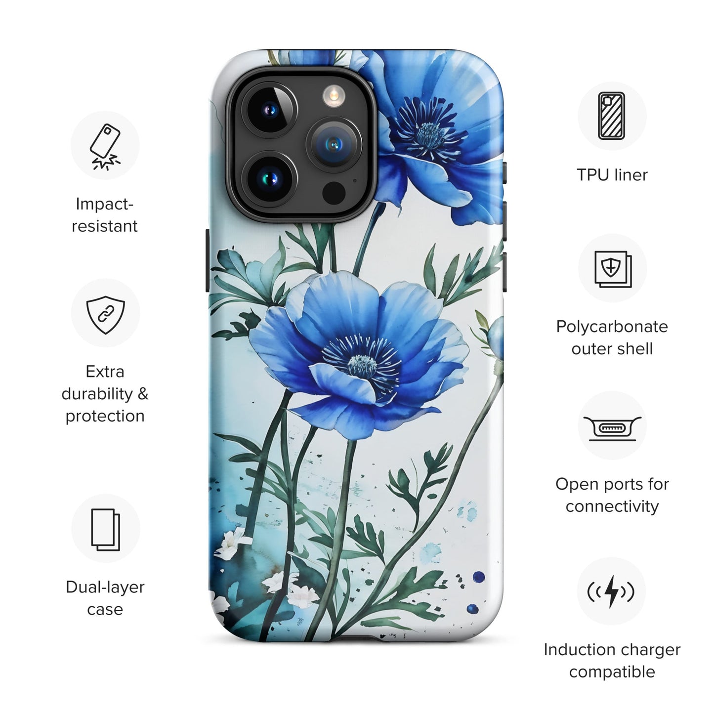 Blue Poppies Tough Case for iPhone® - Phone Case - Discovery Co.