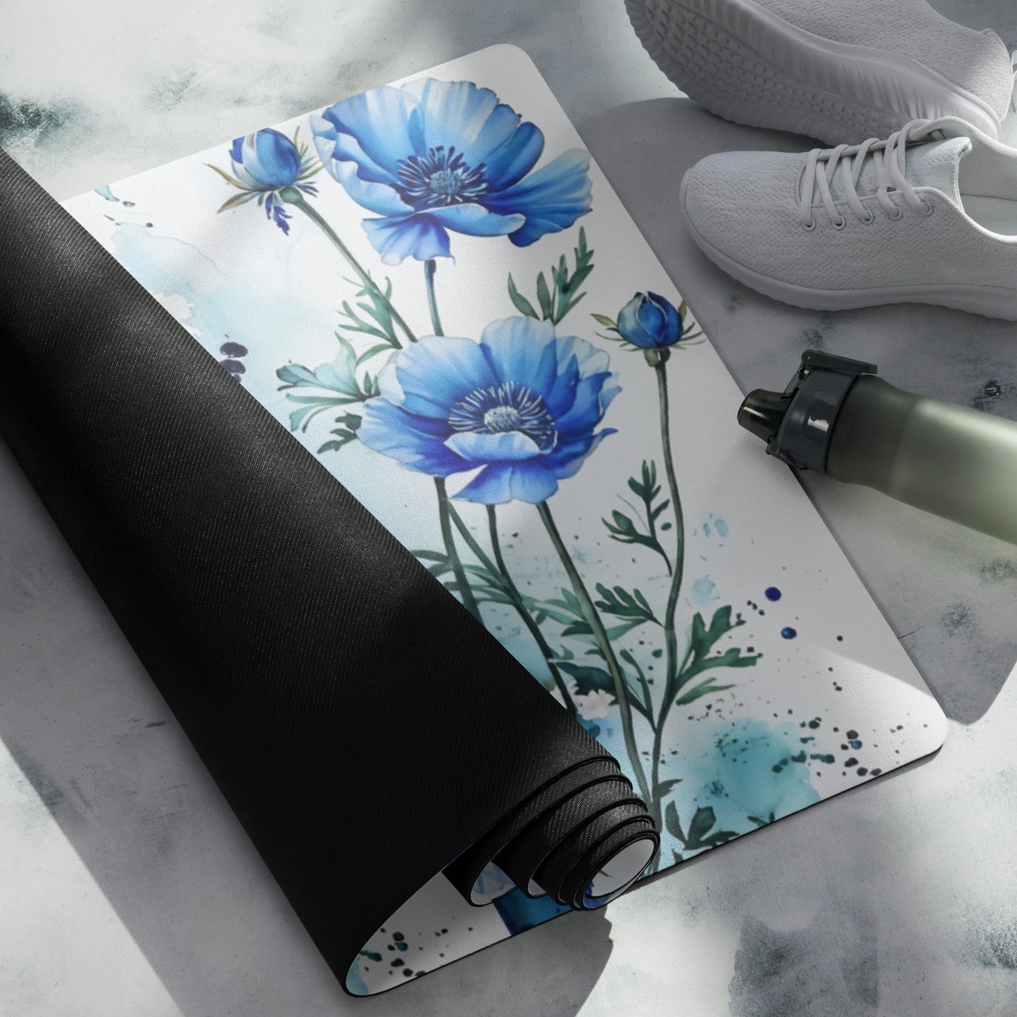 Blue Poppies Yoga Mat - Yoga Mat - Discovery Co.