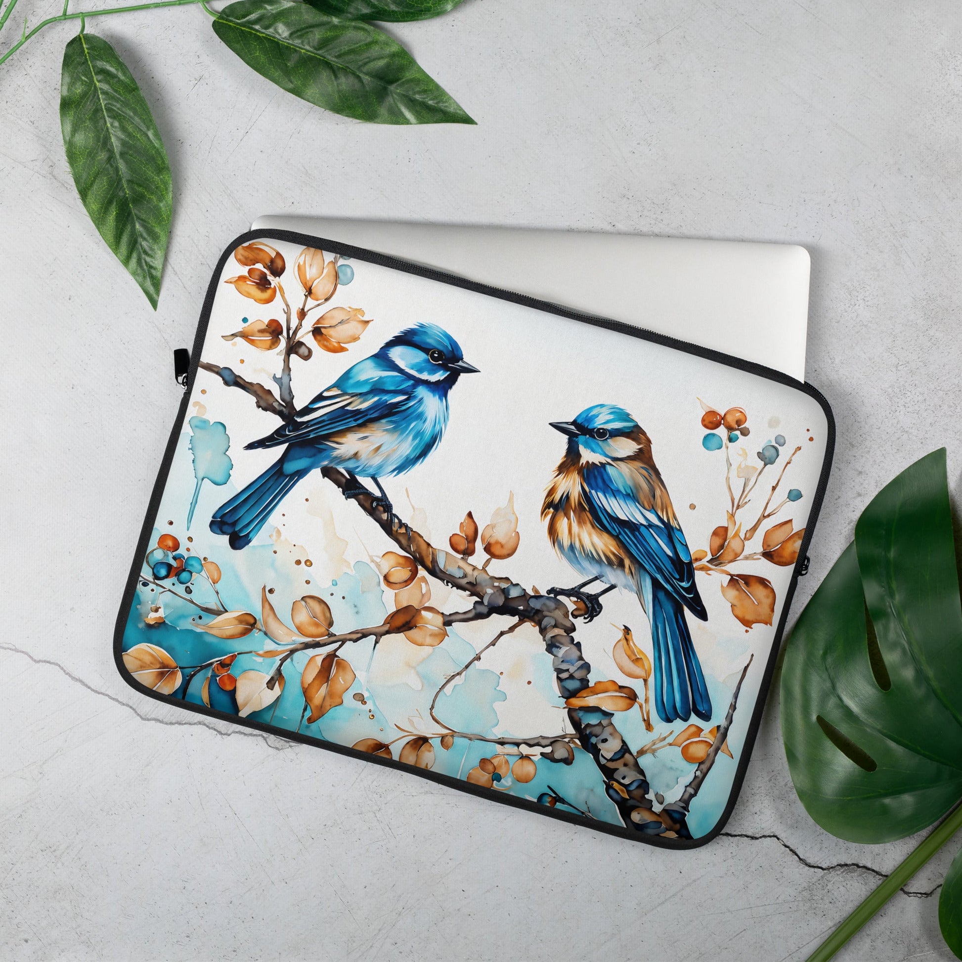 Blue Watercolor Birds Laptop Sleeve - Laptop Cases - Discovery Co.