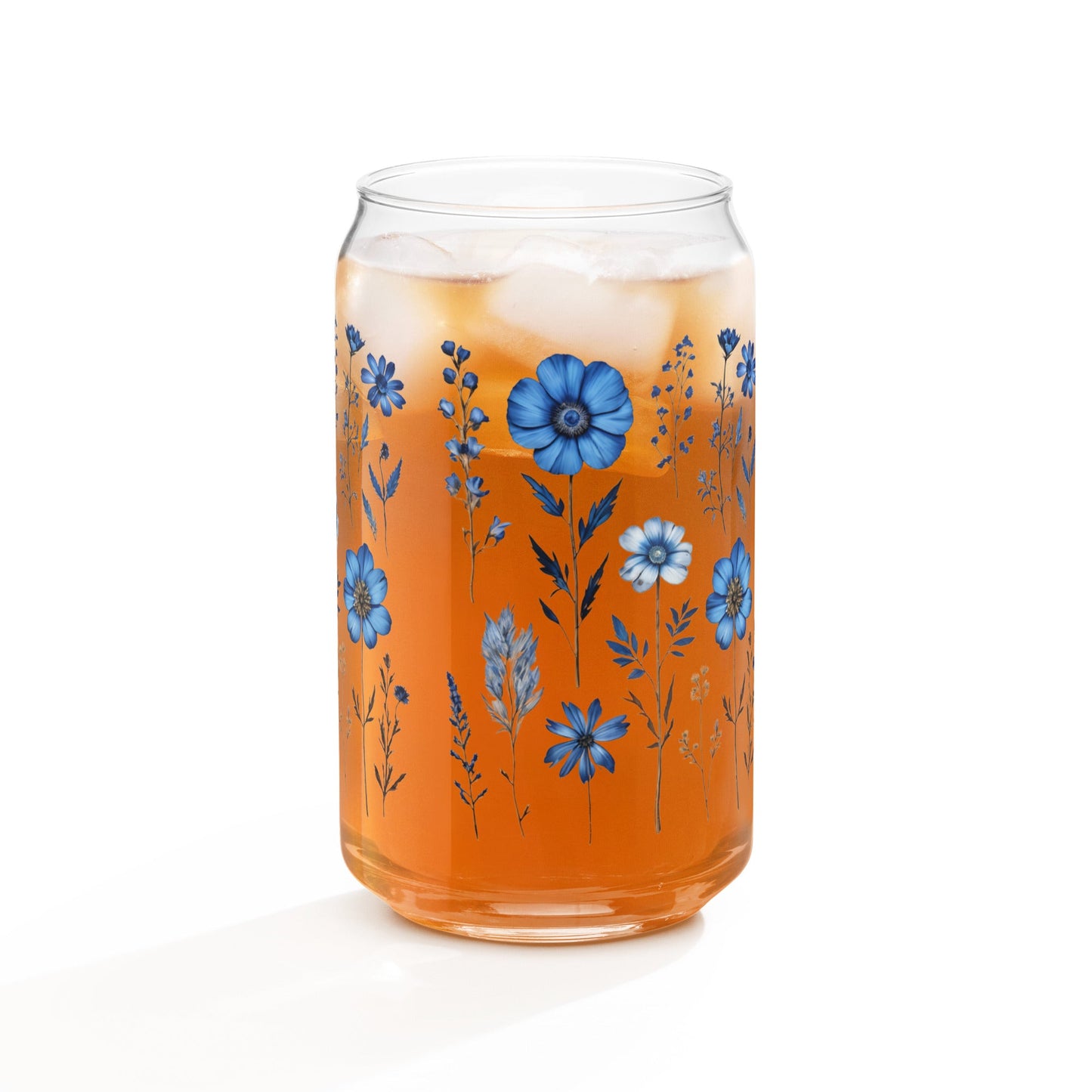 Blue Wildflowers Can - Shaped Glass - Can - Shaped Glass - Discovery Co.