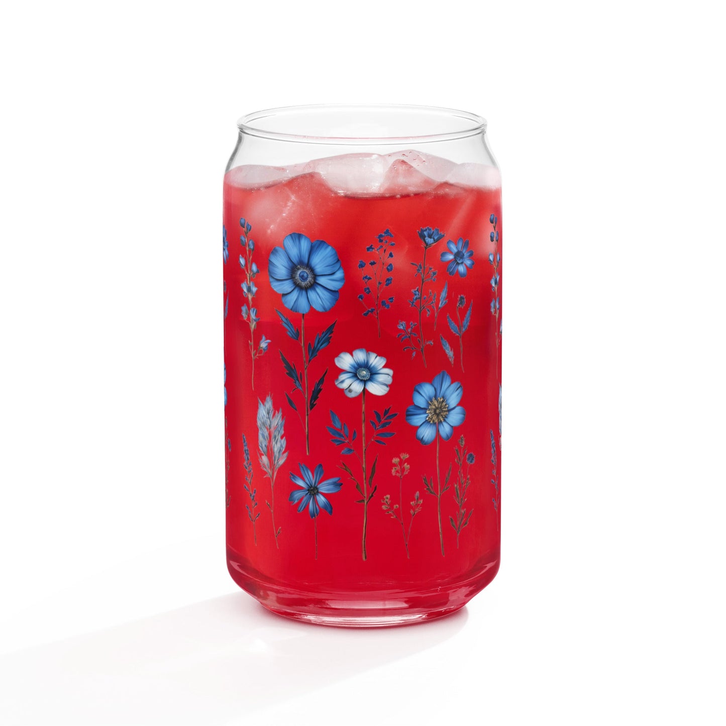 Blue Wildflowers Can - Shaped Glass - Can - Shaped Glass - Discovery Co.