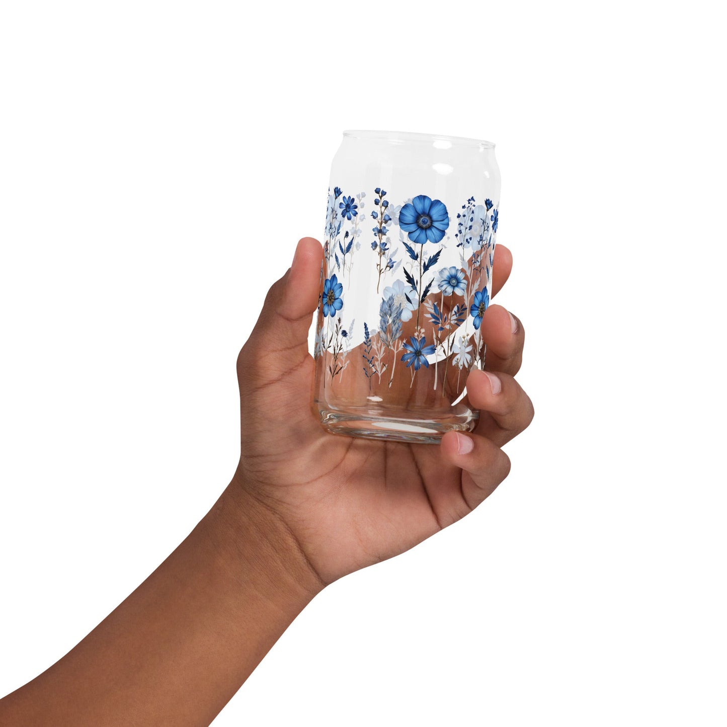 Blue Wildflowers Can - Shaped Glass - Can - Shaped Glass - Discovery Co.