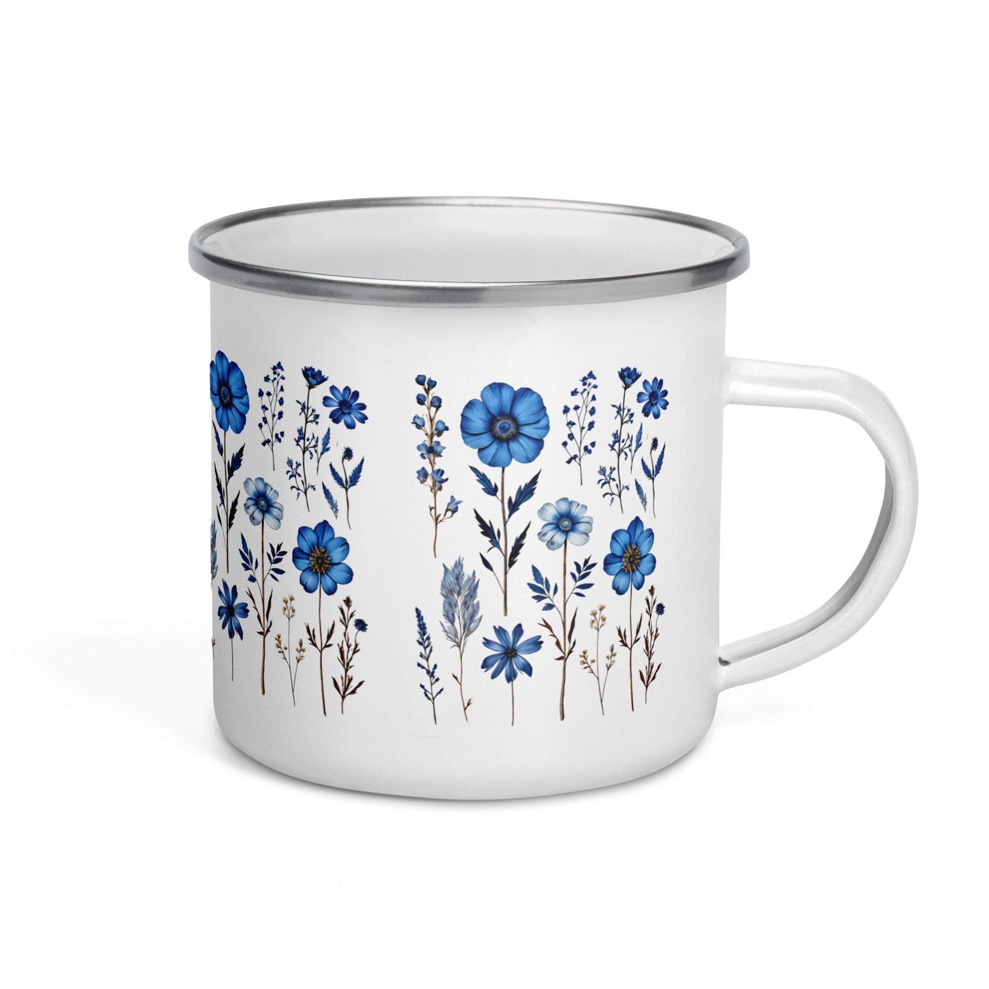 Blue Wildflowers Enamel Mug (12 oz) - Mugs - Discovery Co.