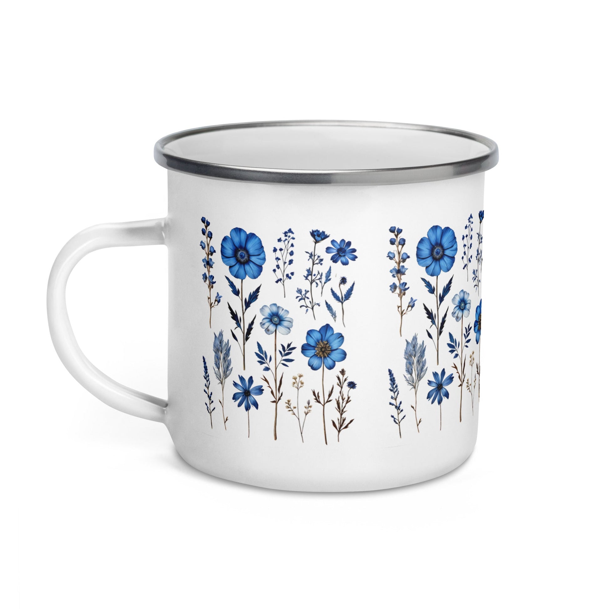 Blue Wildflowers Enamel Mug (12 oz) - Mugs - Discovery Co.