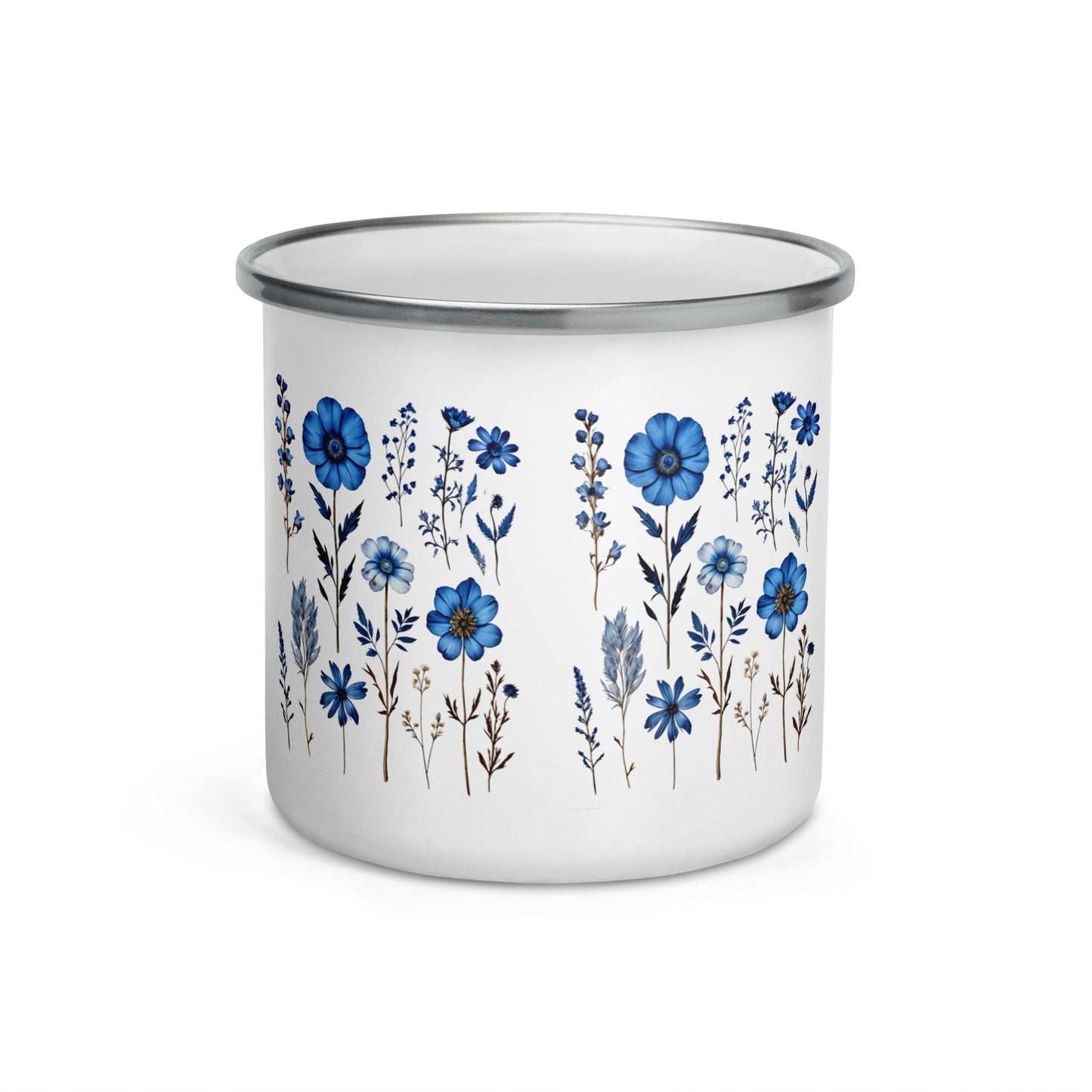 Blue Wildflowers Enamel Mug (12 oz) - Mugs - Discovery Co.