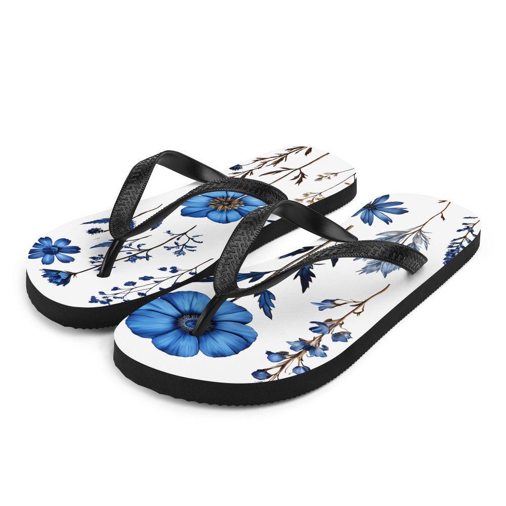 Blue Wildflowers Flip-Flops - Footwear - Discovery Co.