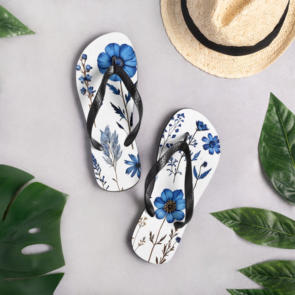 Blue Wildflowers Flip-Flops - Footwear - Discovery Co.