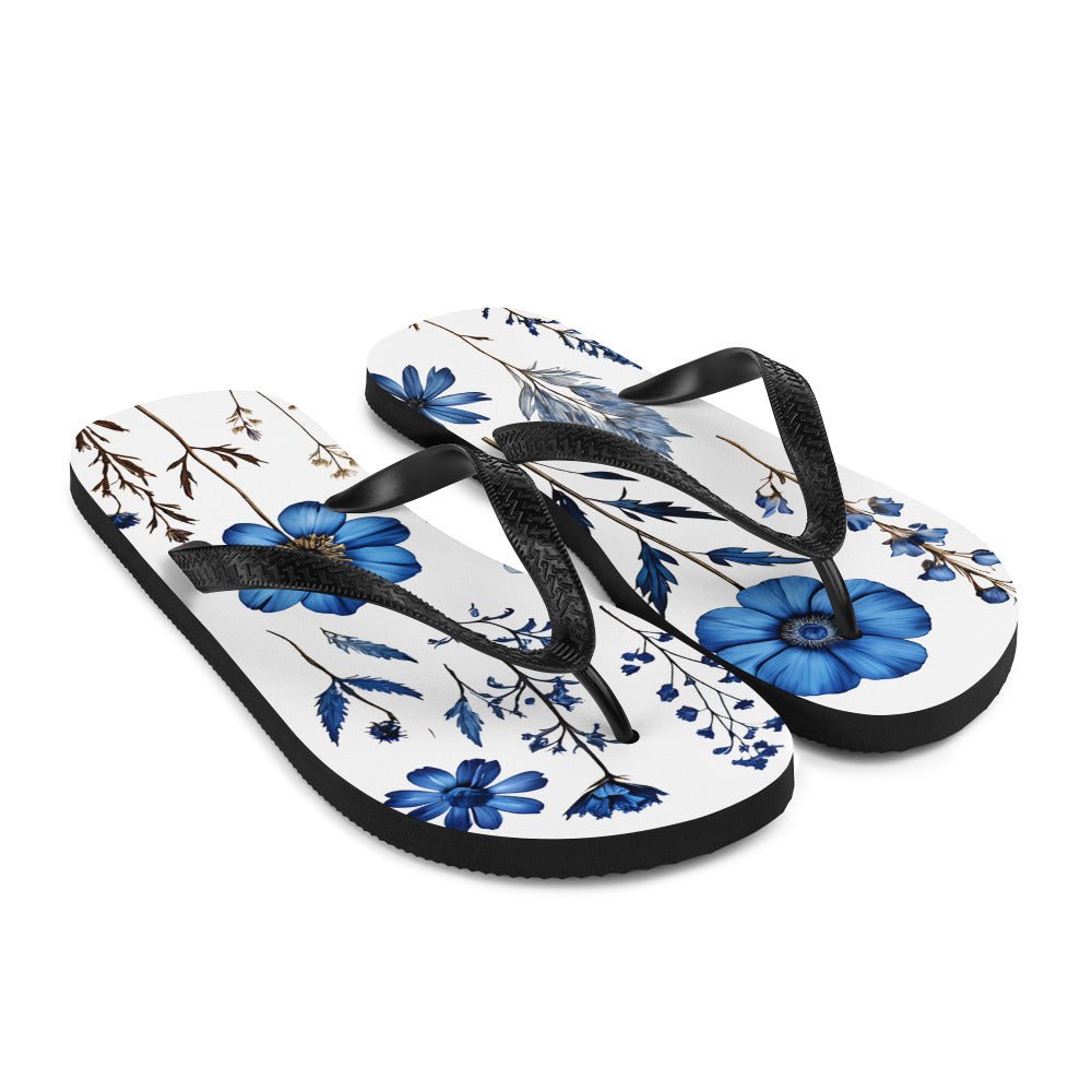 Blue Wildflowers Flip-Flops - Footwear - Discovery Co.