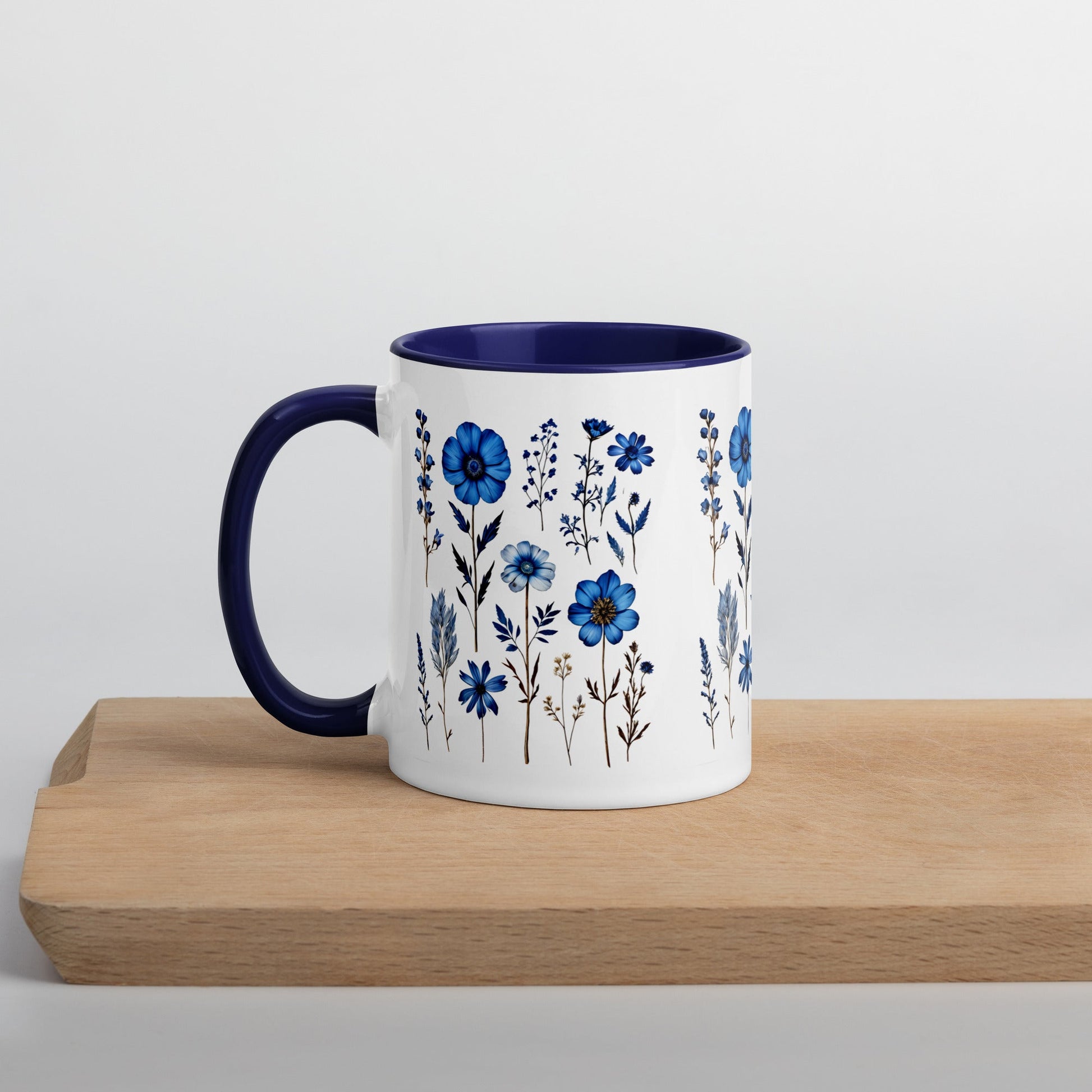 Blue Wildflowers Mug With Color Inside (11 oz and 15 oz) - Mugs - Discovery Co.