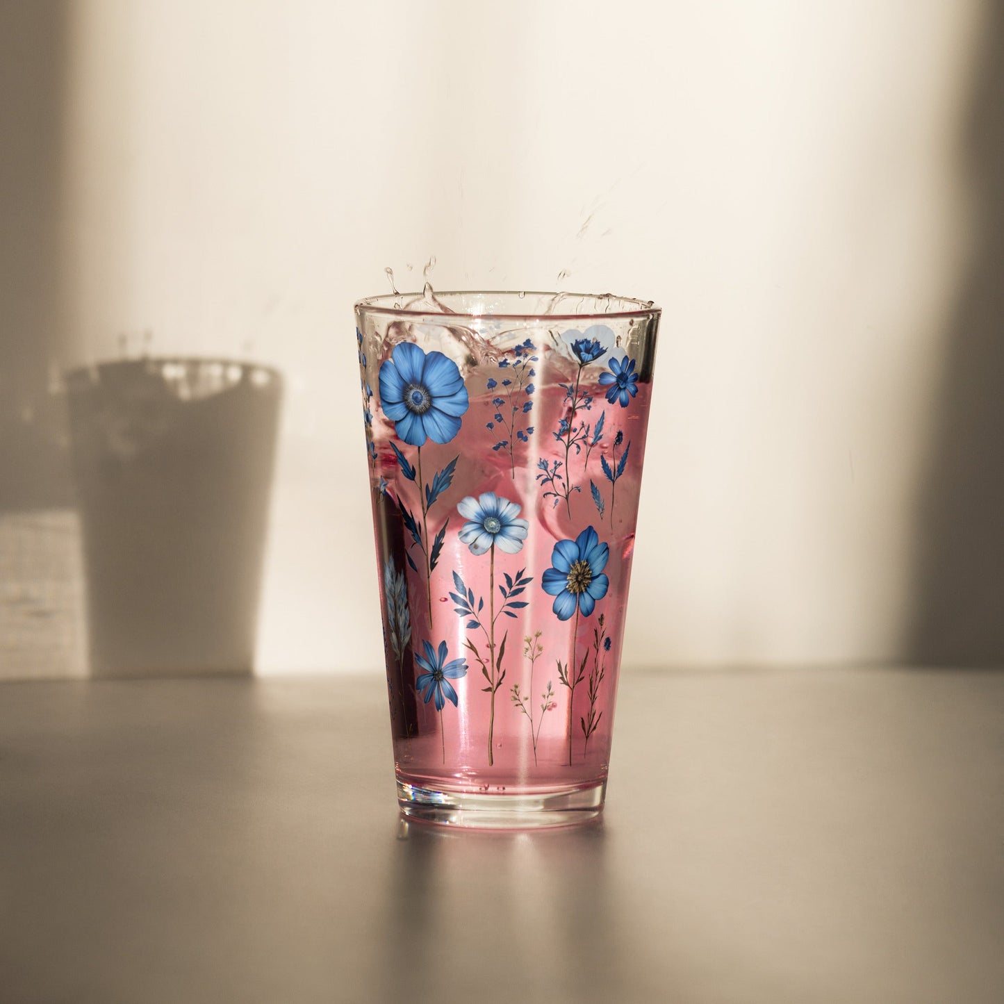 Blue Wildflowers Pint Glass (16 oz) - Beer Glass - Discovery Co.