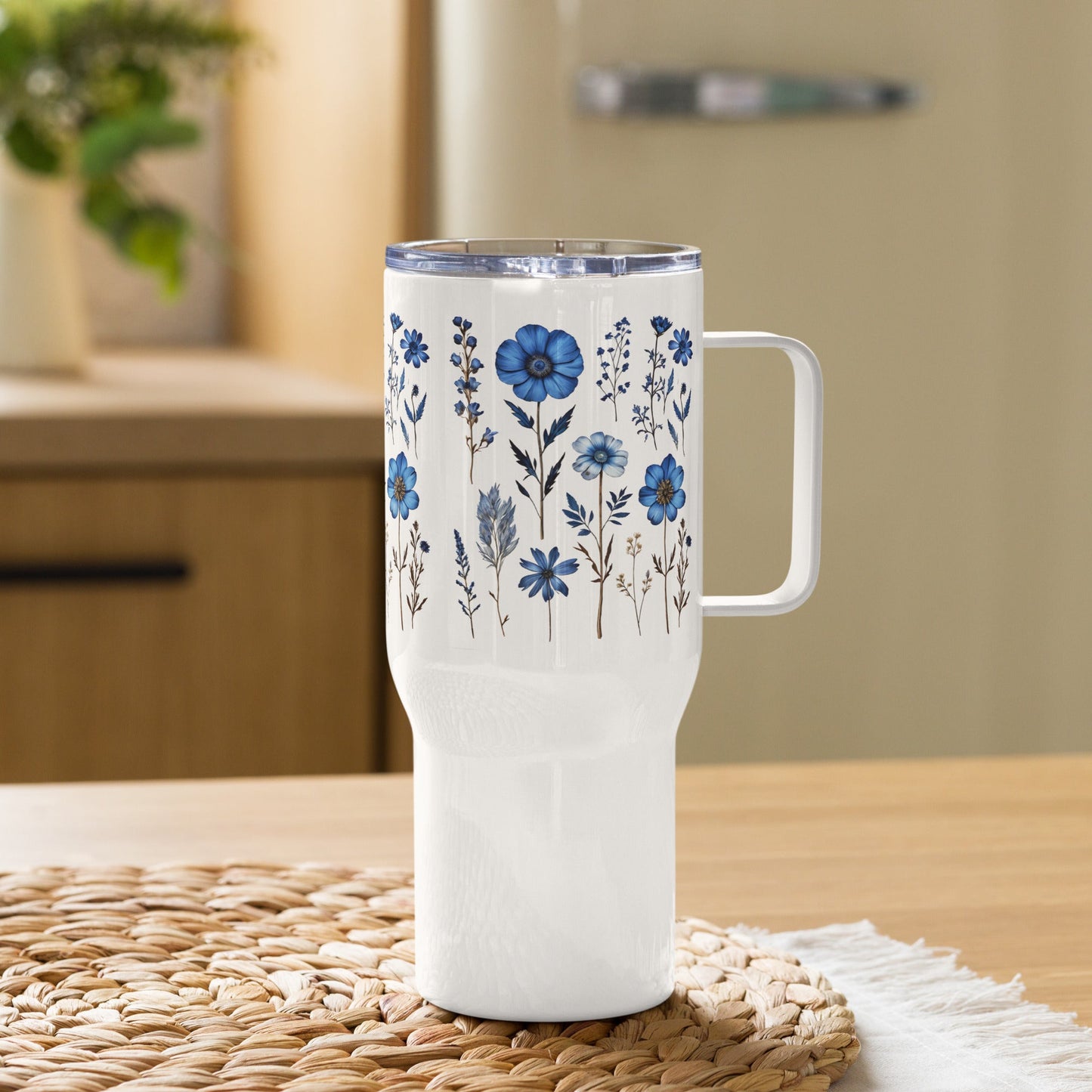 Blue Wildflowers Stainless Steel Travel Mug (25 oz) - Travel Mug - Discovery Co.