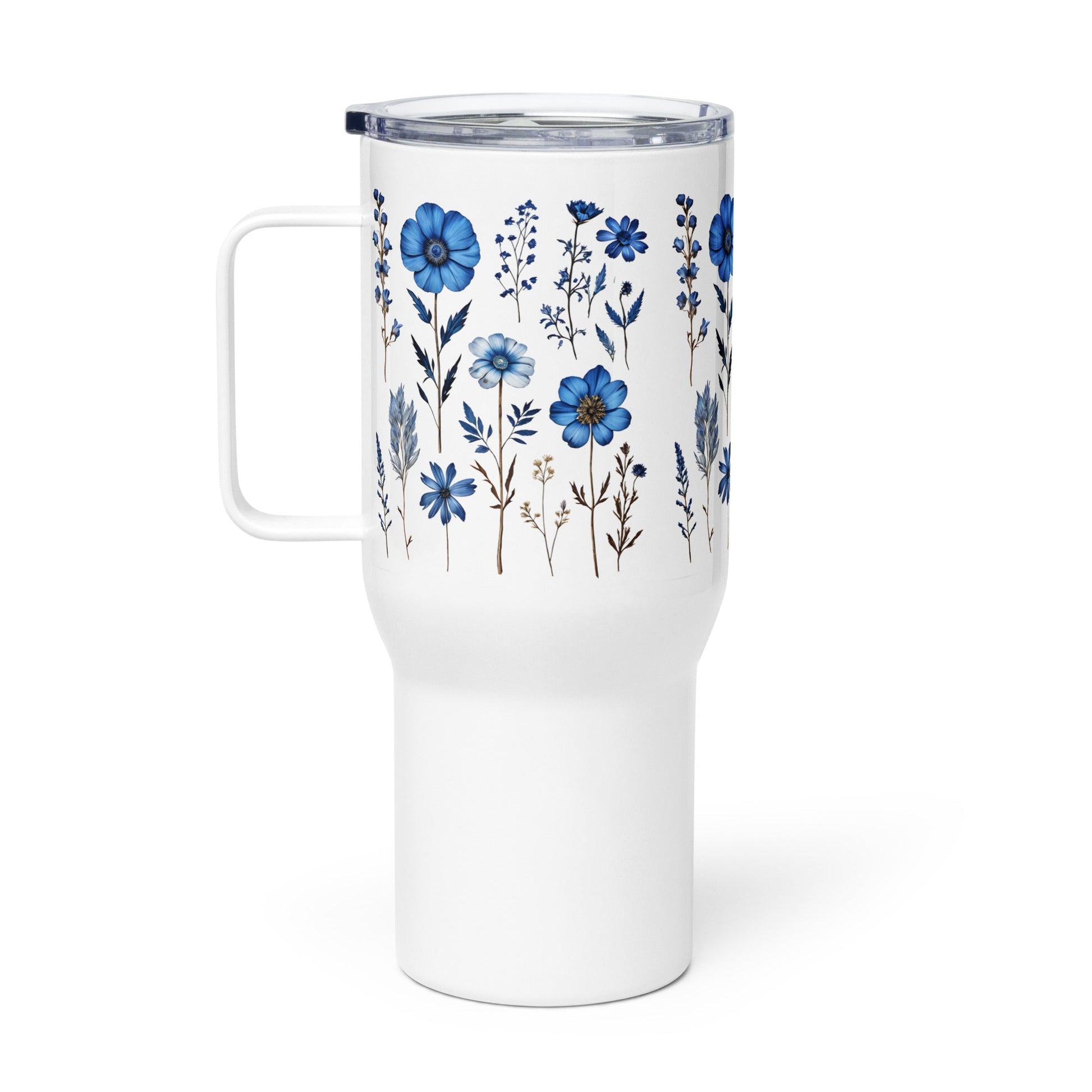 Blue Wildflowers Stainless Steel Travel Mug (25 oz) - Travel Mug - Discovery Co.