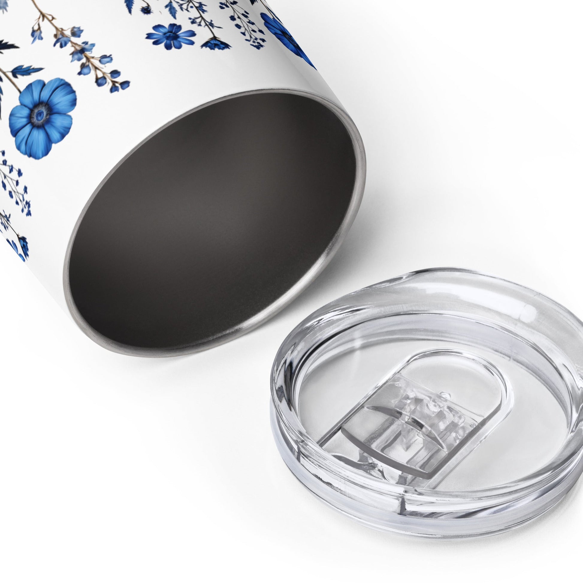 Blue Wildflowers Stainless Steel Wine Tumbler - Tumblers - Discovery Co.