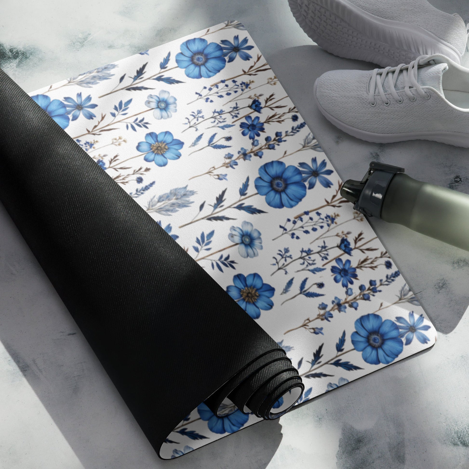 Blue Wildflowers Yoga Mat - Yoga Mat - Discovery Co.