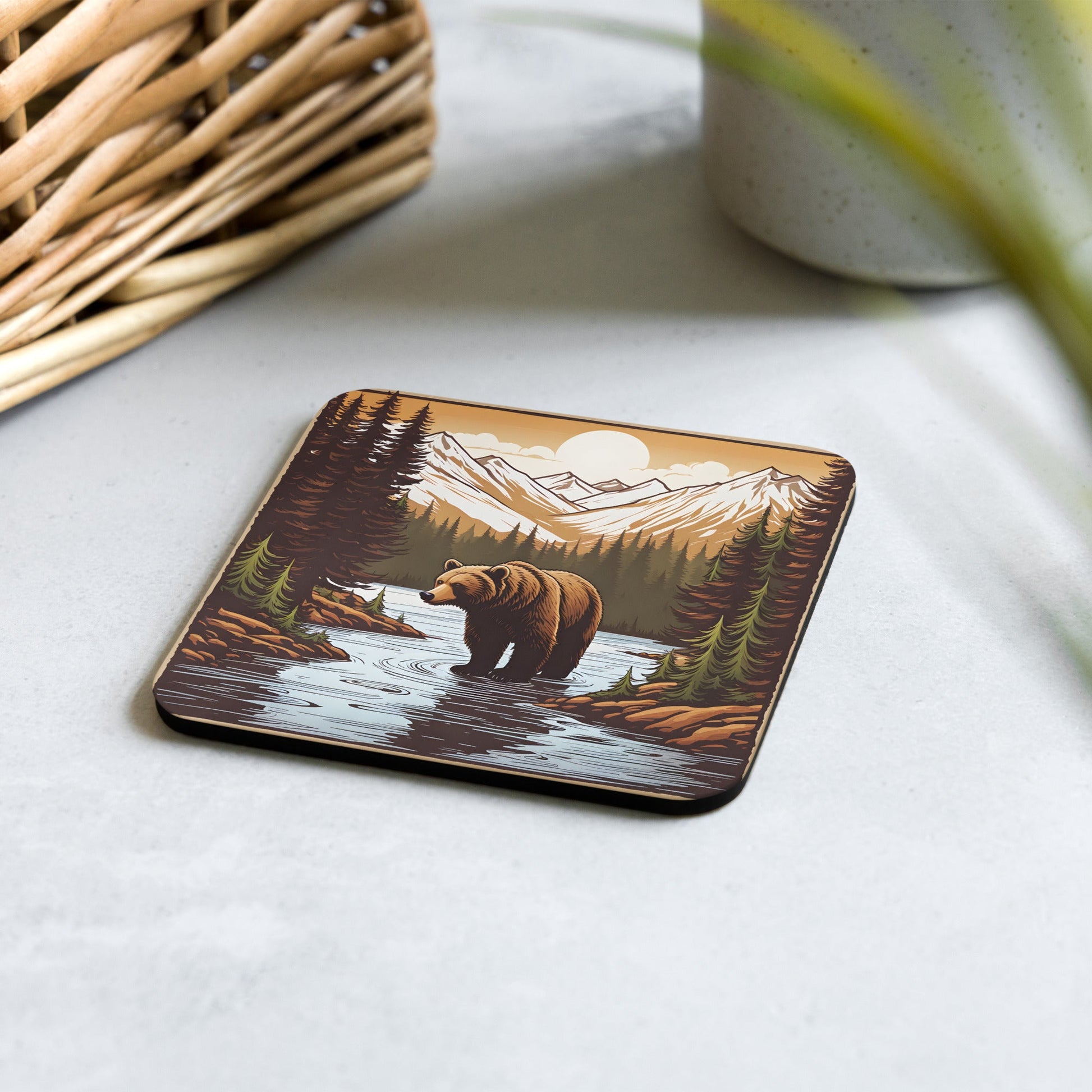 Brown Bear In The River Cork - back Coaster - Coasters - Discovery Co.