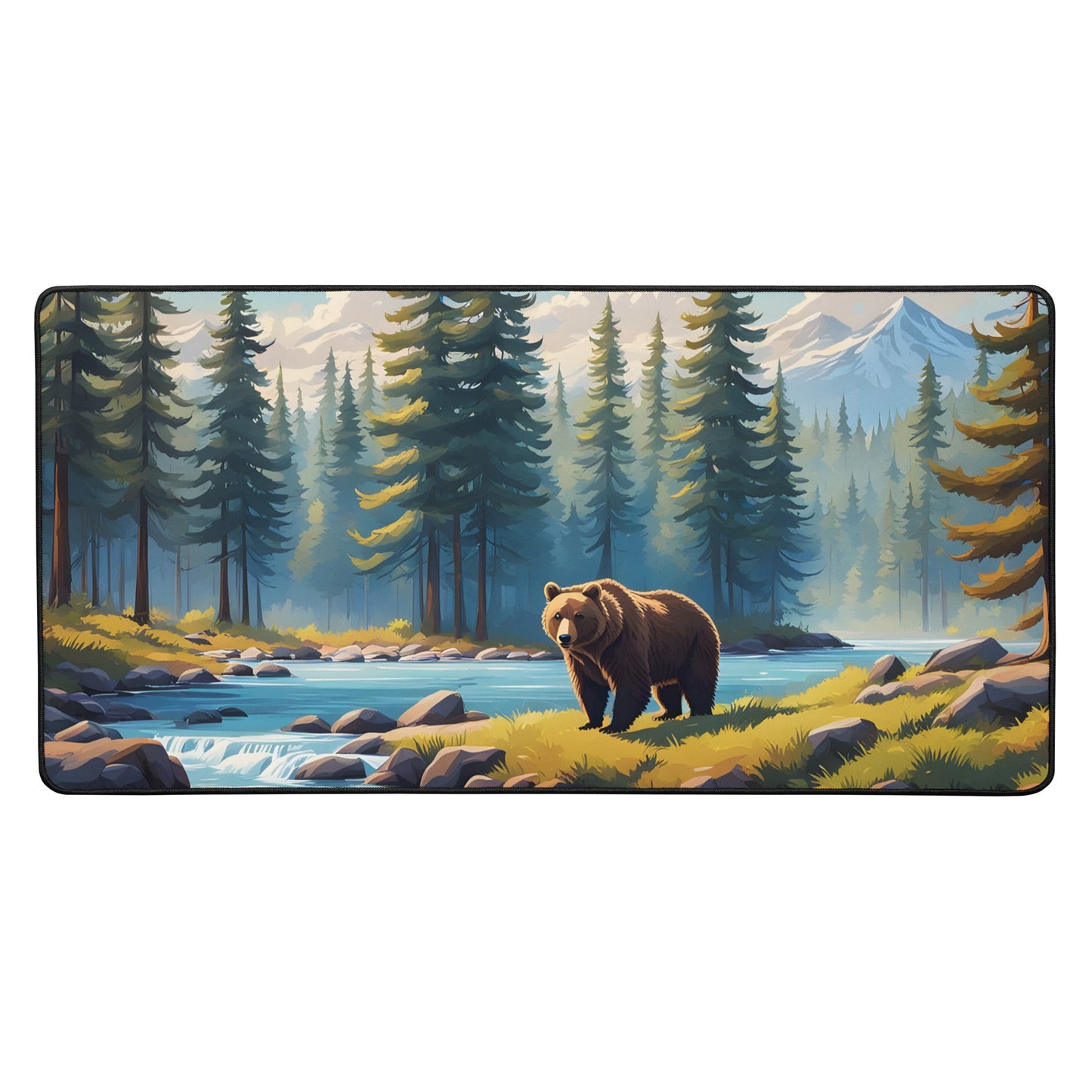 Brown Bear Near River Desk Mat - Mouse Pads - Discovery Co.