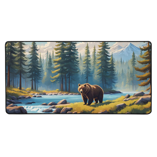 Brown Bear Near River Desk Mat - Mouse Pads - Discovery Co.
