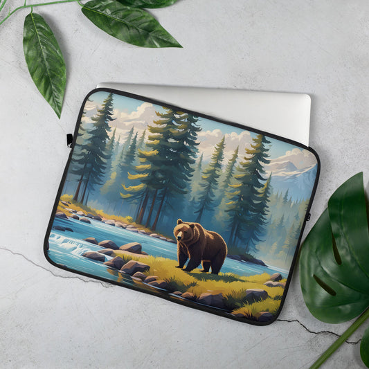 Brown Bear Near River Laptop Sleeve - Laptop Cases - Discovery Co.