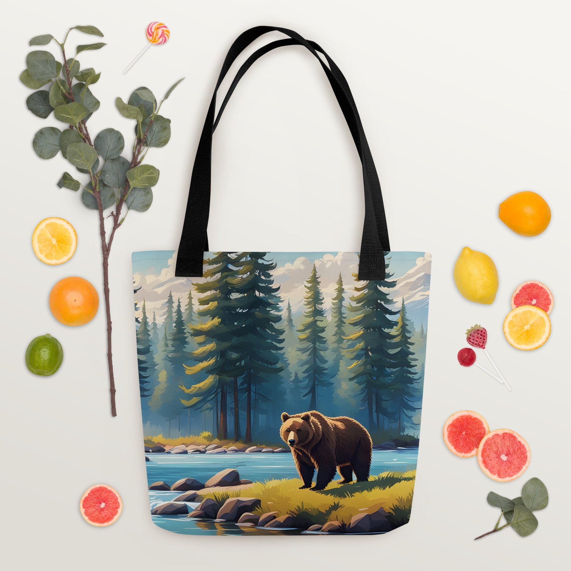 Brown Bear Near River Tote Bag - Tote Bags - Discovery Co.