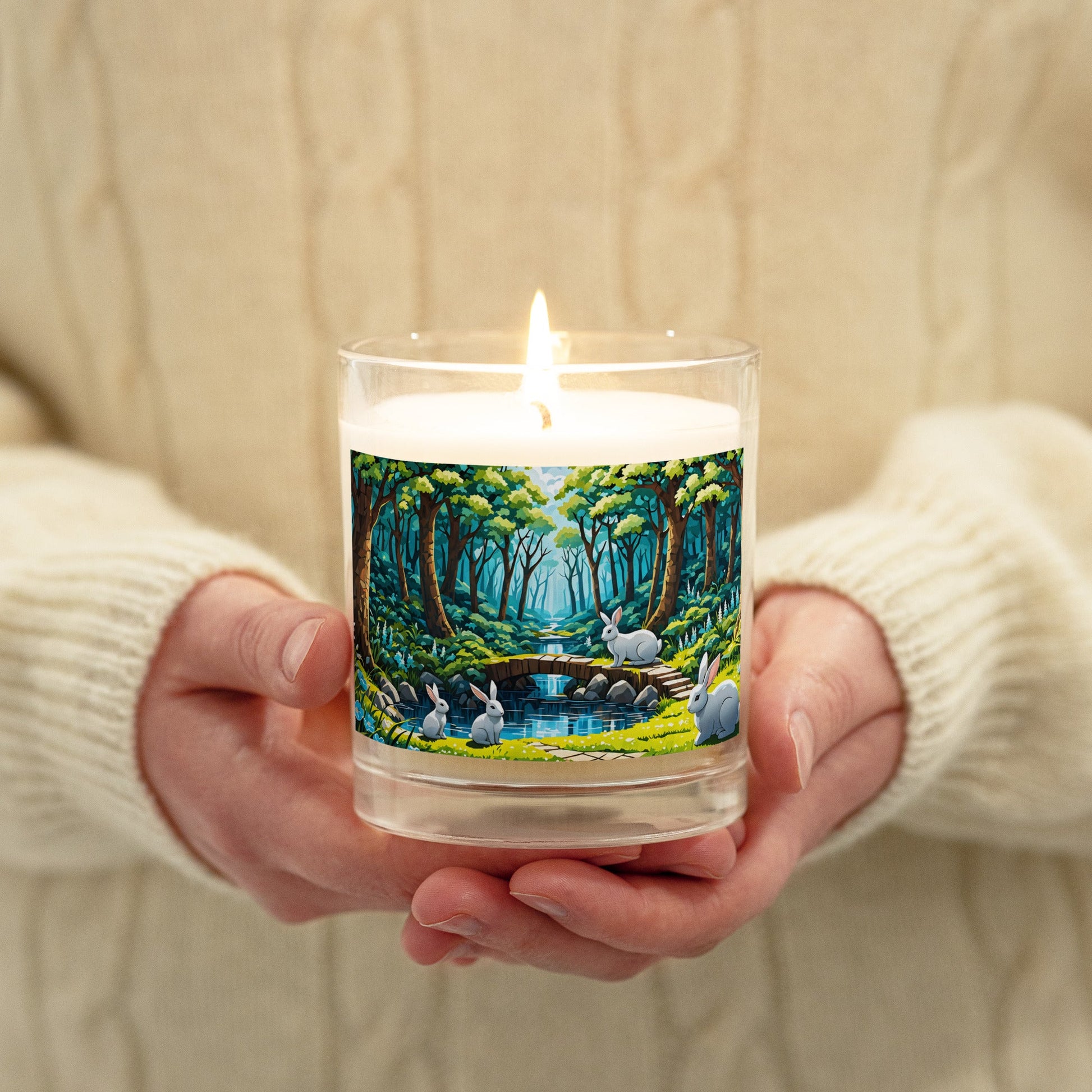 Bunnies In The Forest Glass Jar Soy Wax Candle - Candles - Discovery Co.