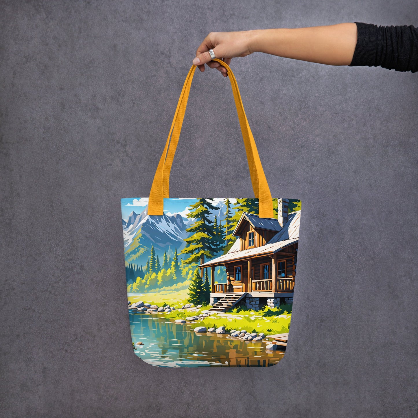 Cabin By The River II Tote Bag - Tote Bags - Discovery Co.