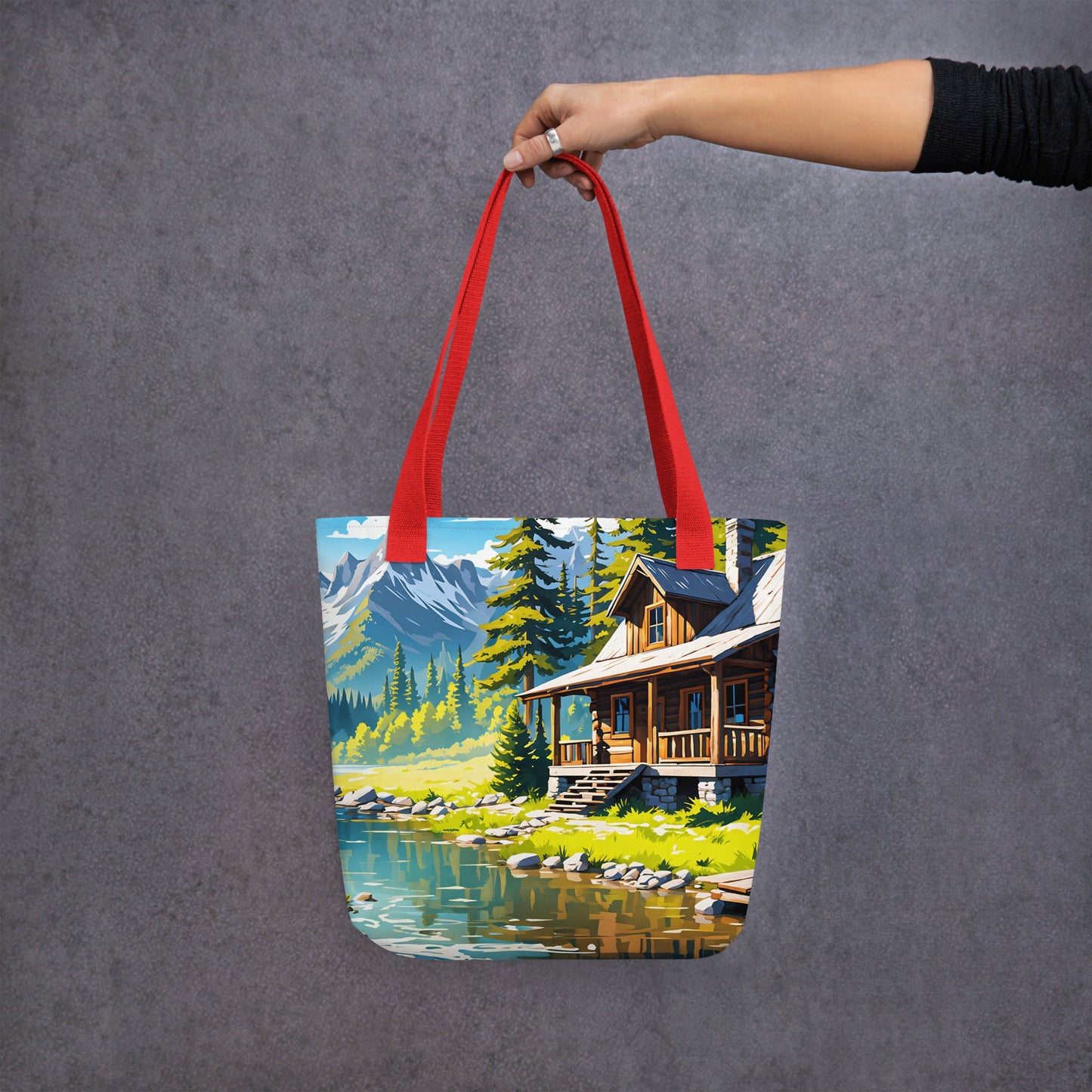 Cabin By The River II Tote Bag - Tote Bags - Discovery Co.